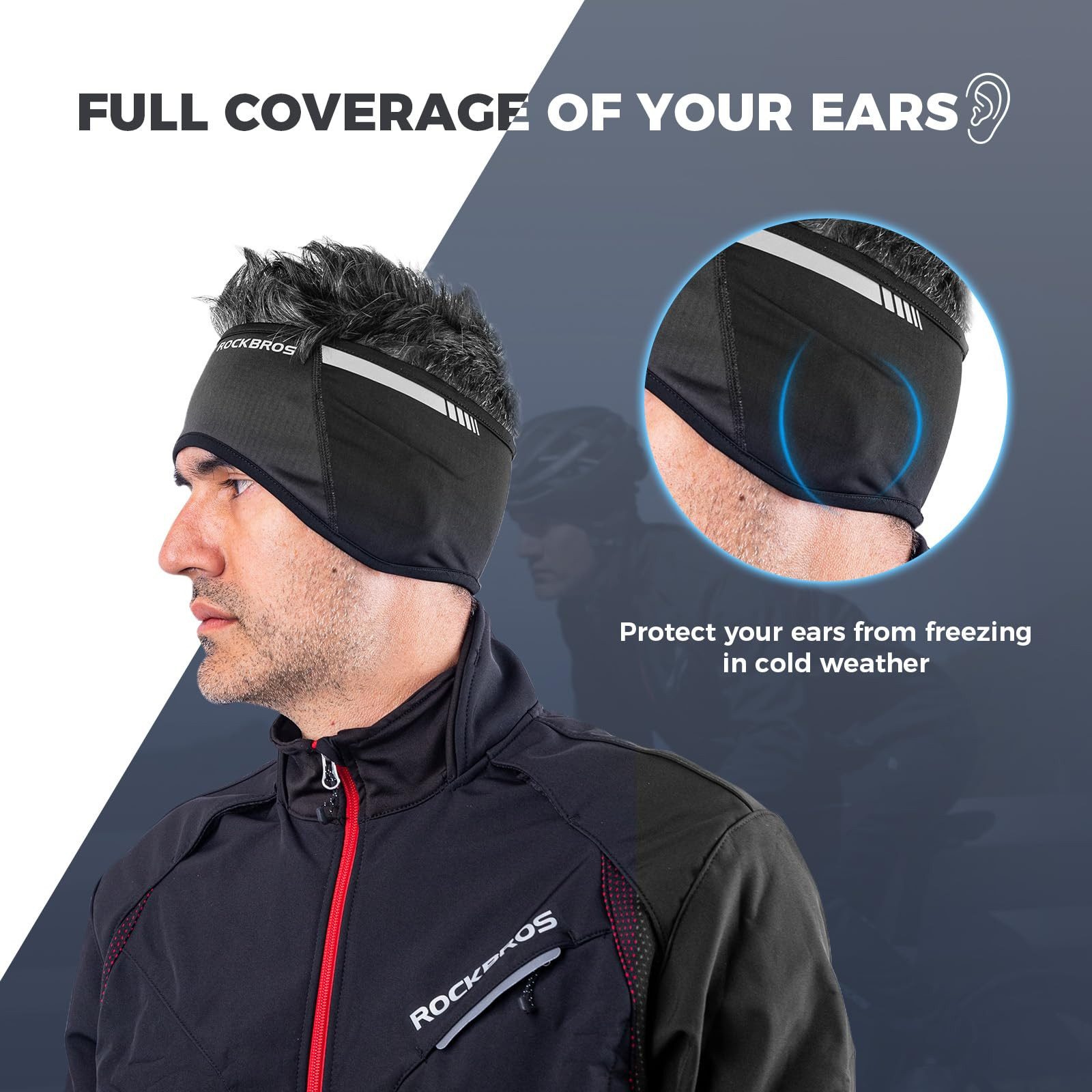 ROCKBROS Stirnband Ohrenschützer Damen Herren für Radsport Laufen Wandern Motorrad Fahren Einheitsgröße aber elastisch