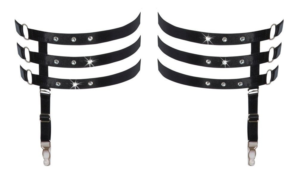 Cottelli Collection Strumpfband Straps-Strumpfband - schwarz, mit Schmucksteinen – Bild 3 von 4