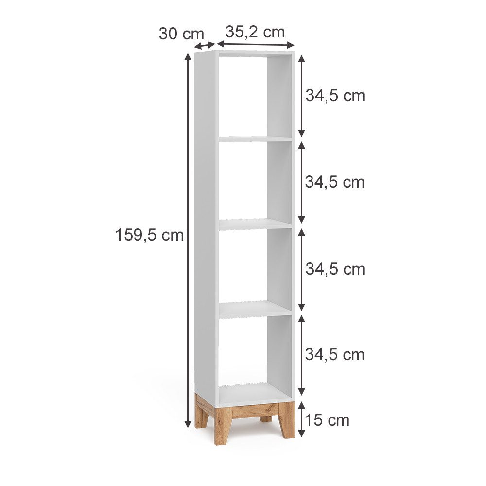 VitaliSpa® Bücherregal Malia, Weiß/Artisan, 35.2 x 159.5 cm, 1-tlg. günstig online kaufen