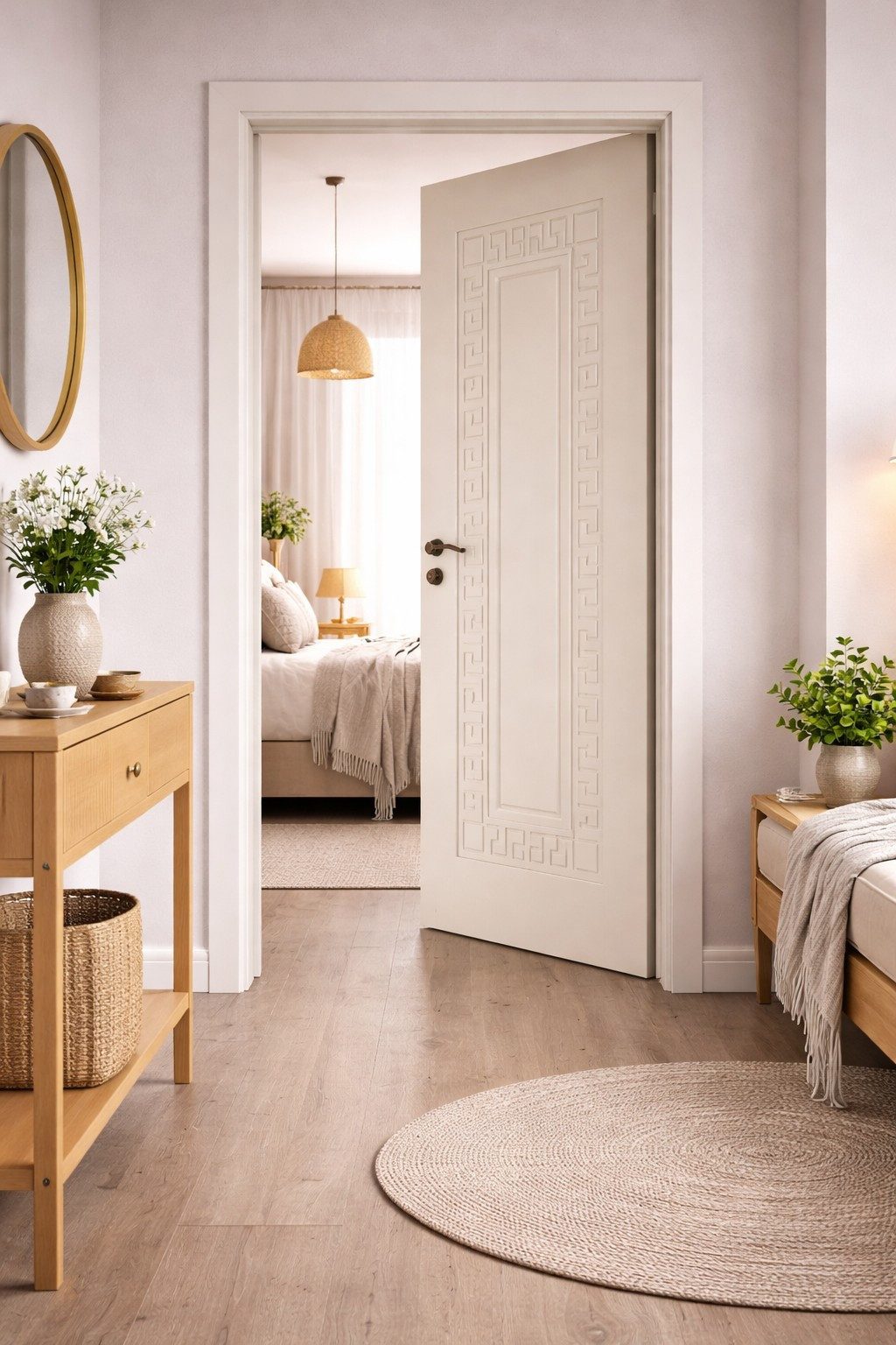 JVmoebel Zimmertür Beige Wohnungstür mit PVC-Beschichtung für hochwertige Räume