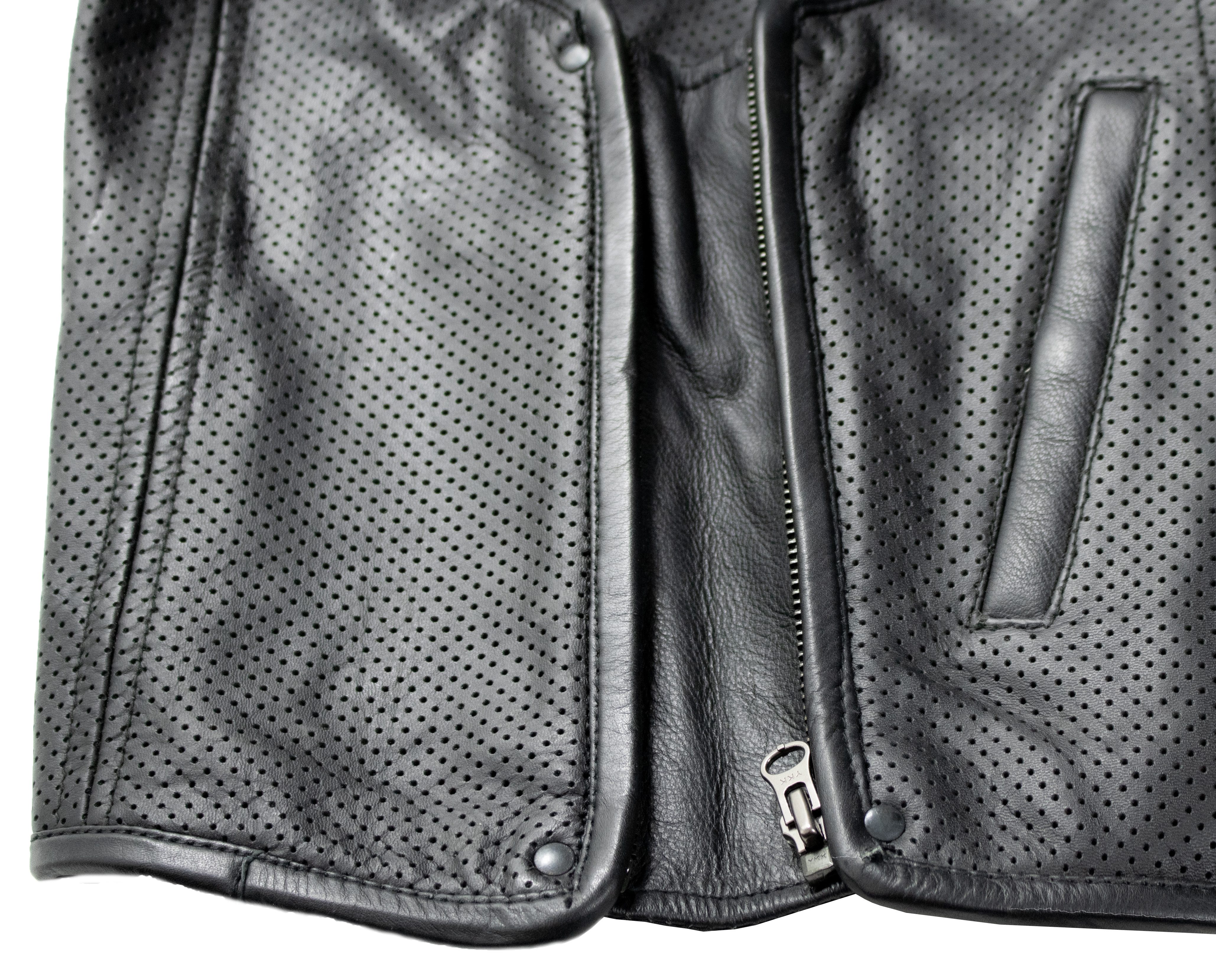 MDM Motorradweste Herren schwarz Camo Kutte mit perforierten Leder, Hunter Club Weste Kutte mit einem Black Camo Muster und Perforiertem Leder – Bild 4 von 5