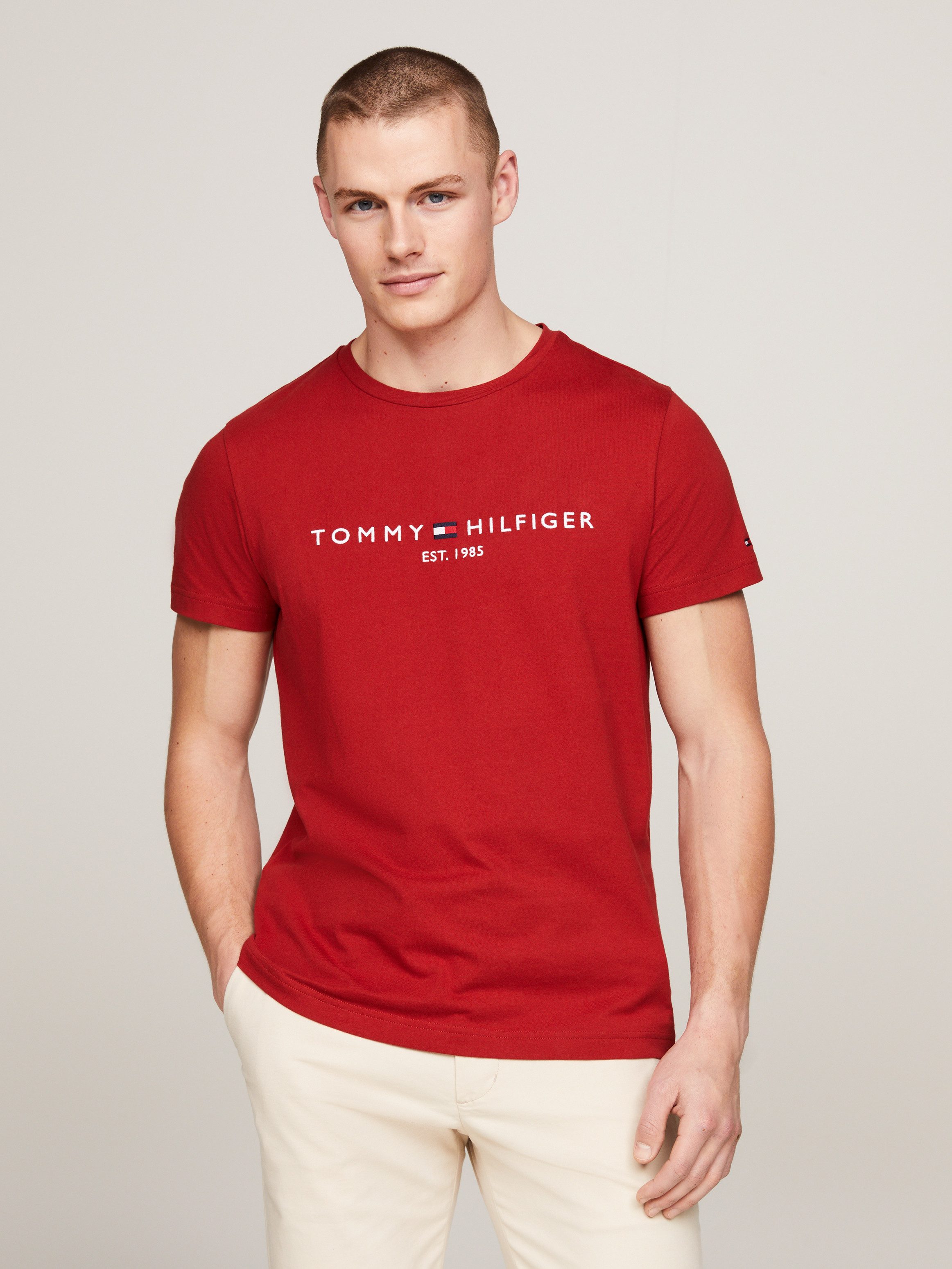 Tommy Hilfiger T-Shirt TOMMY LOGO TEE aus reiner, nachhaltiger Baumwolle