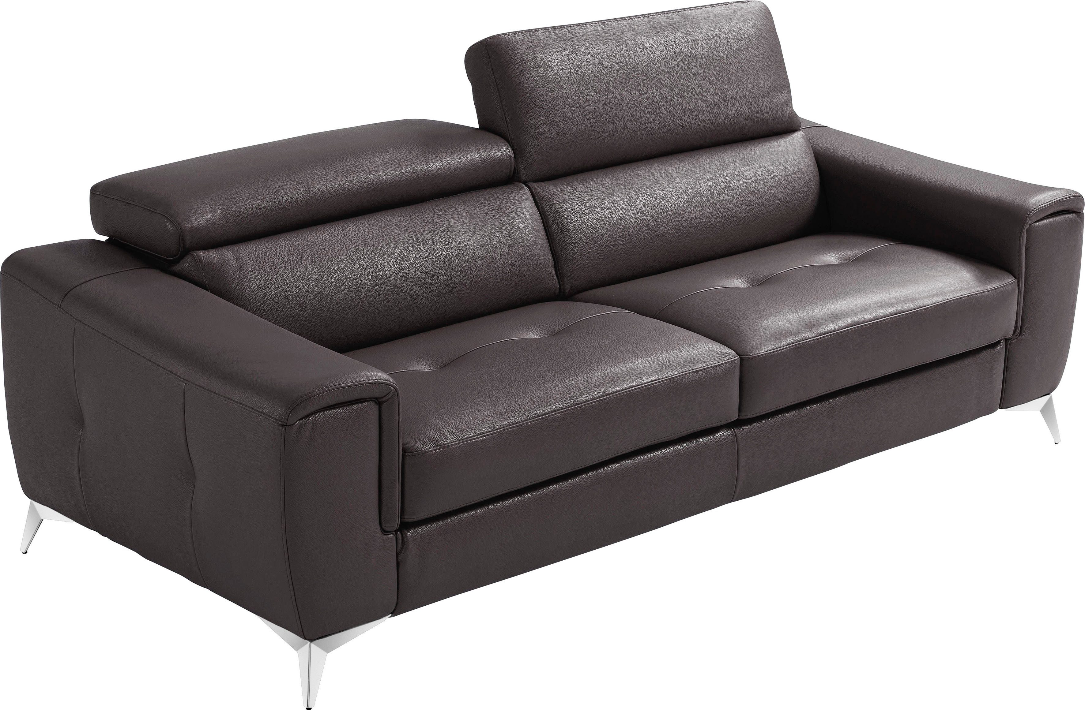 Egoitaliano Schlafsofa Francine Designsofa, Loungesofa mit Dauerschlaffunktion, Breite 233 cm, mit Bettfunktion, Leder BULL, schwarz, Fußfarbe chrom