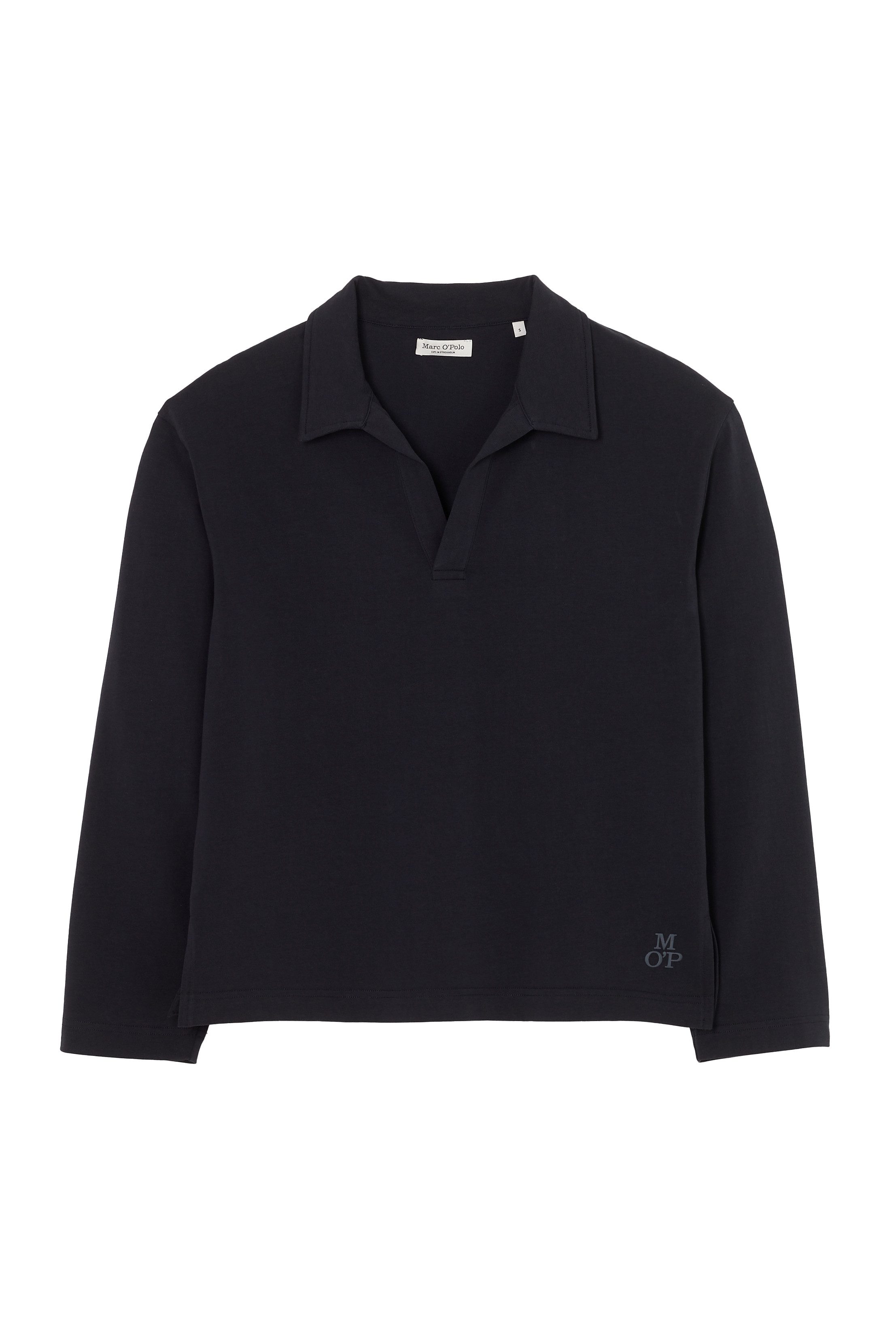 Marc O'Polo Langarm-Poloshirt Heavy Jersey-Woven V-Ausschnitt, günstig online kaufen