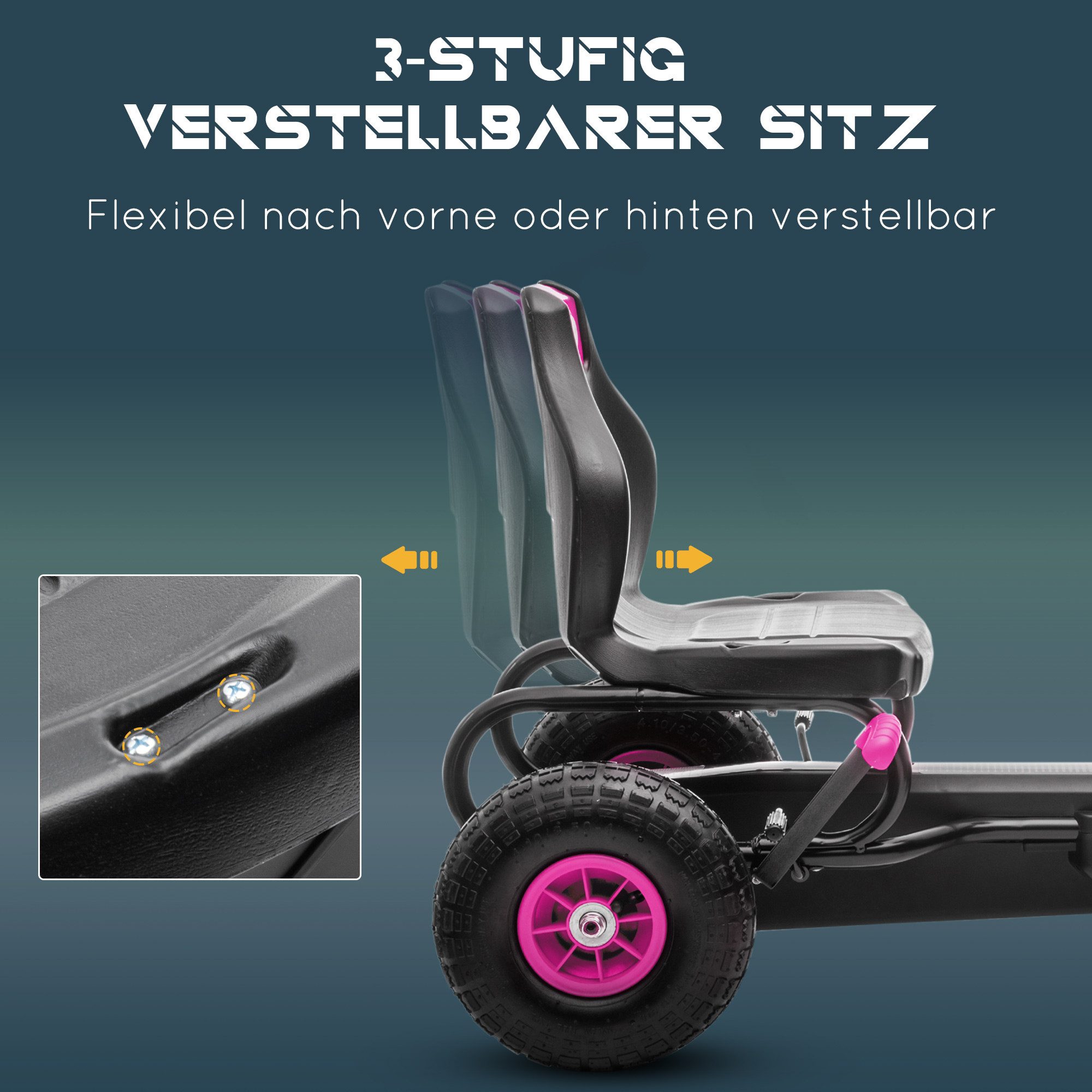Novzep Go-Kart Kinder-Gokart mit Pedalen & verstellbarem Sitz ab 5 Jahren