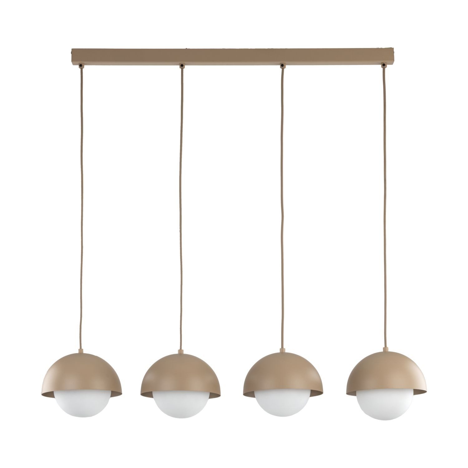 Licht-Erlebnisse Pendelleuchte DEVIN, ohne Leuchtmittel, Glas Metall H: max. 120 cm Beige Weiß G9 4-flammig länglich Modern