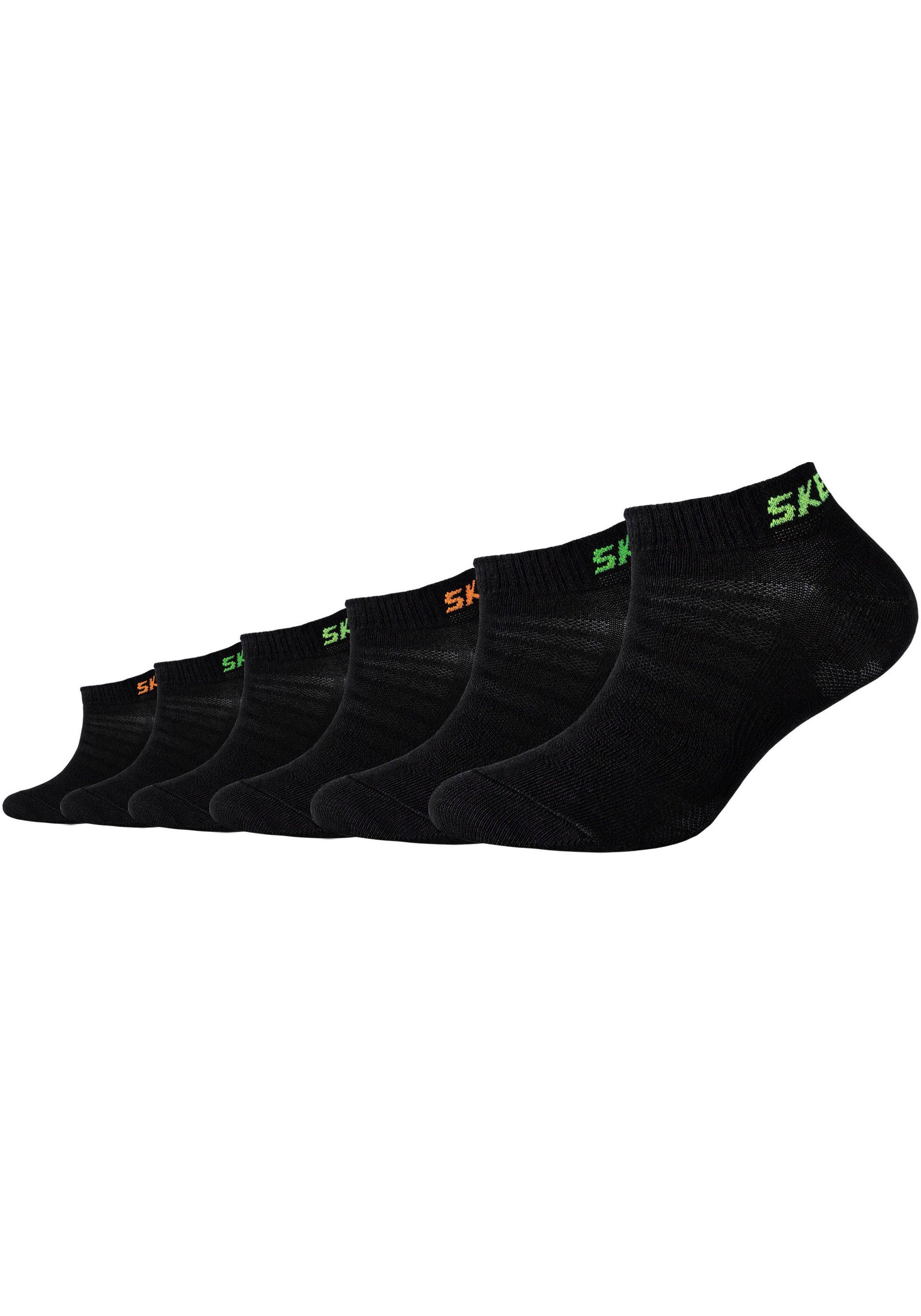 beliebter Saal Skechers Sneakersocken (Packung, Gummidruck Ohne und softe 6-Paar) schwarz Zehennaht