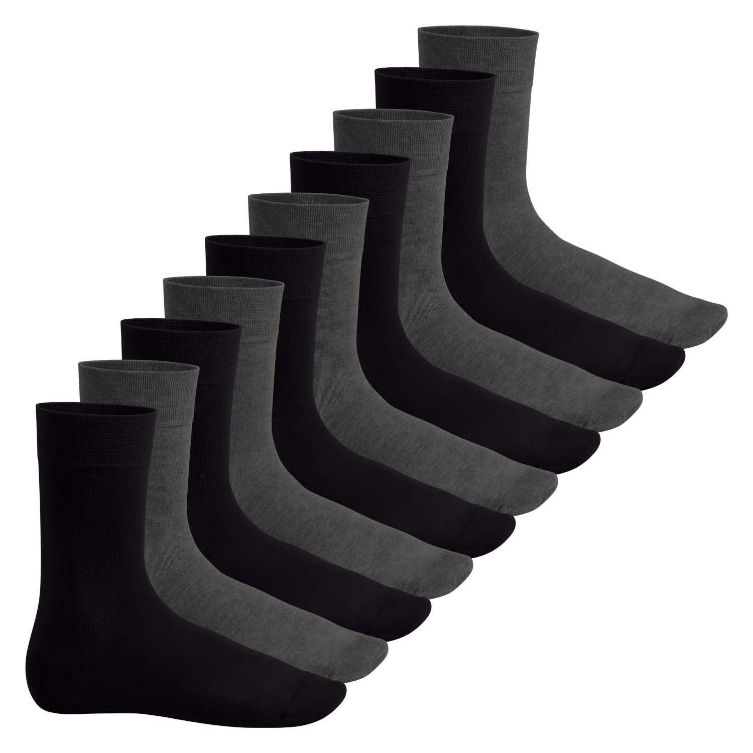 Footstar Basicsocken Everyday! Herren & Damen Socken (10 Paar) mit Baumwolle Anthra-Schwarz | Socken