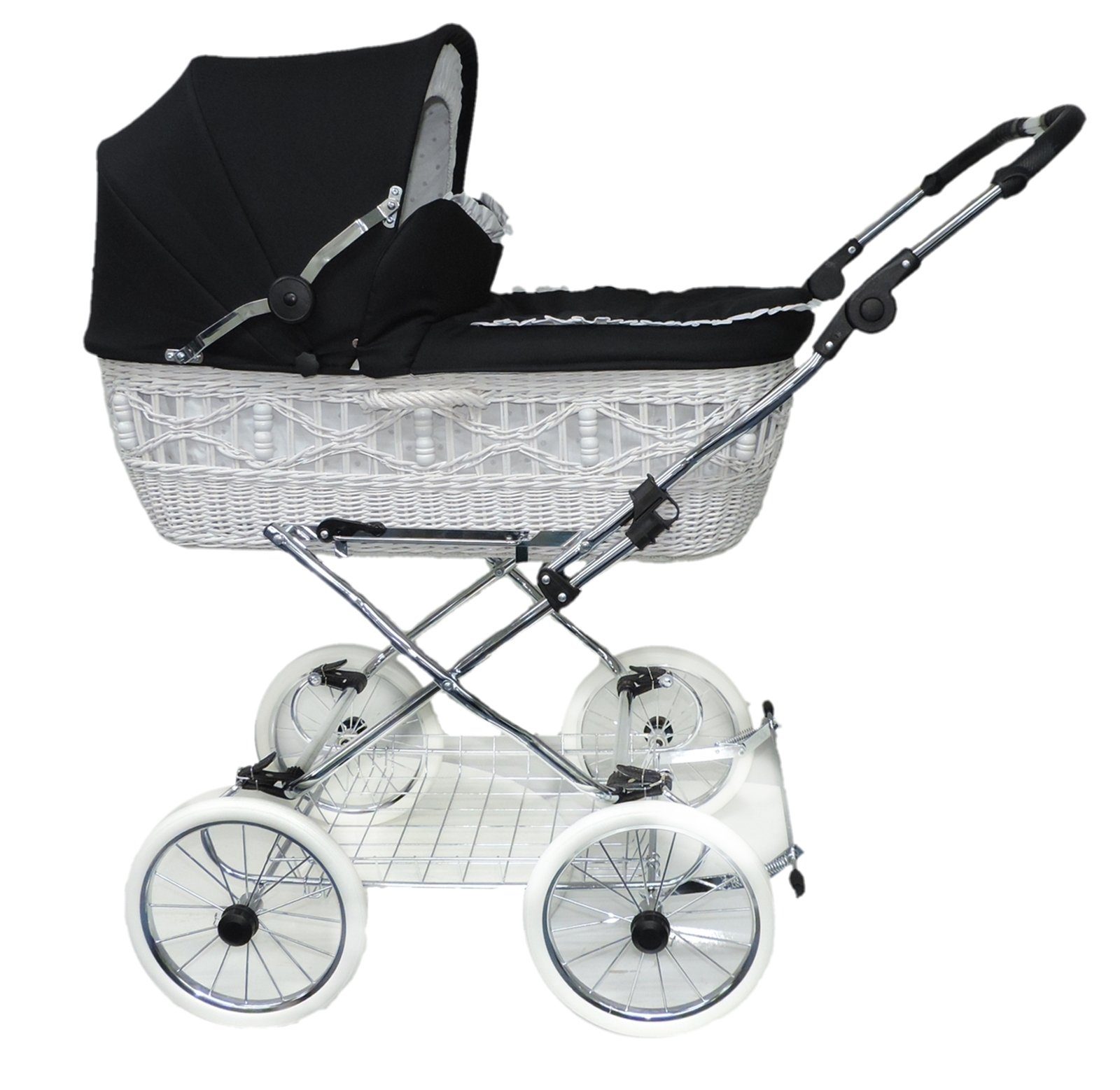 Eichhorn Kinderwagen Kombi-Kinderwagen Senator, Korbaufsatz aus echter Weide - handgeflochten - made in Germany