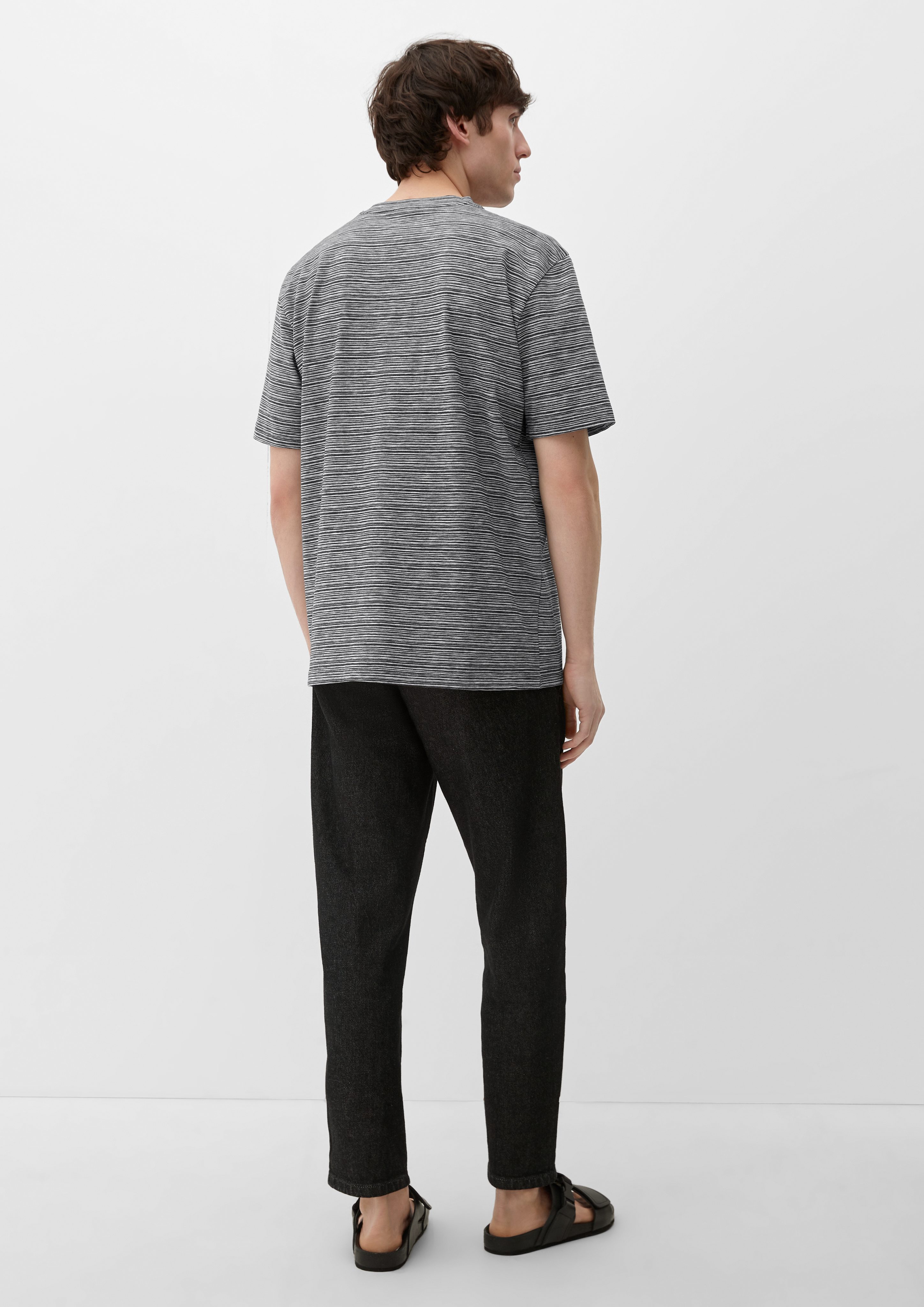 schwarz Flammgarn-Jersey Kurzarmshirt aus s.Oliver T-Shirt Blende