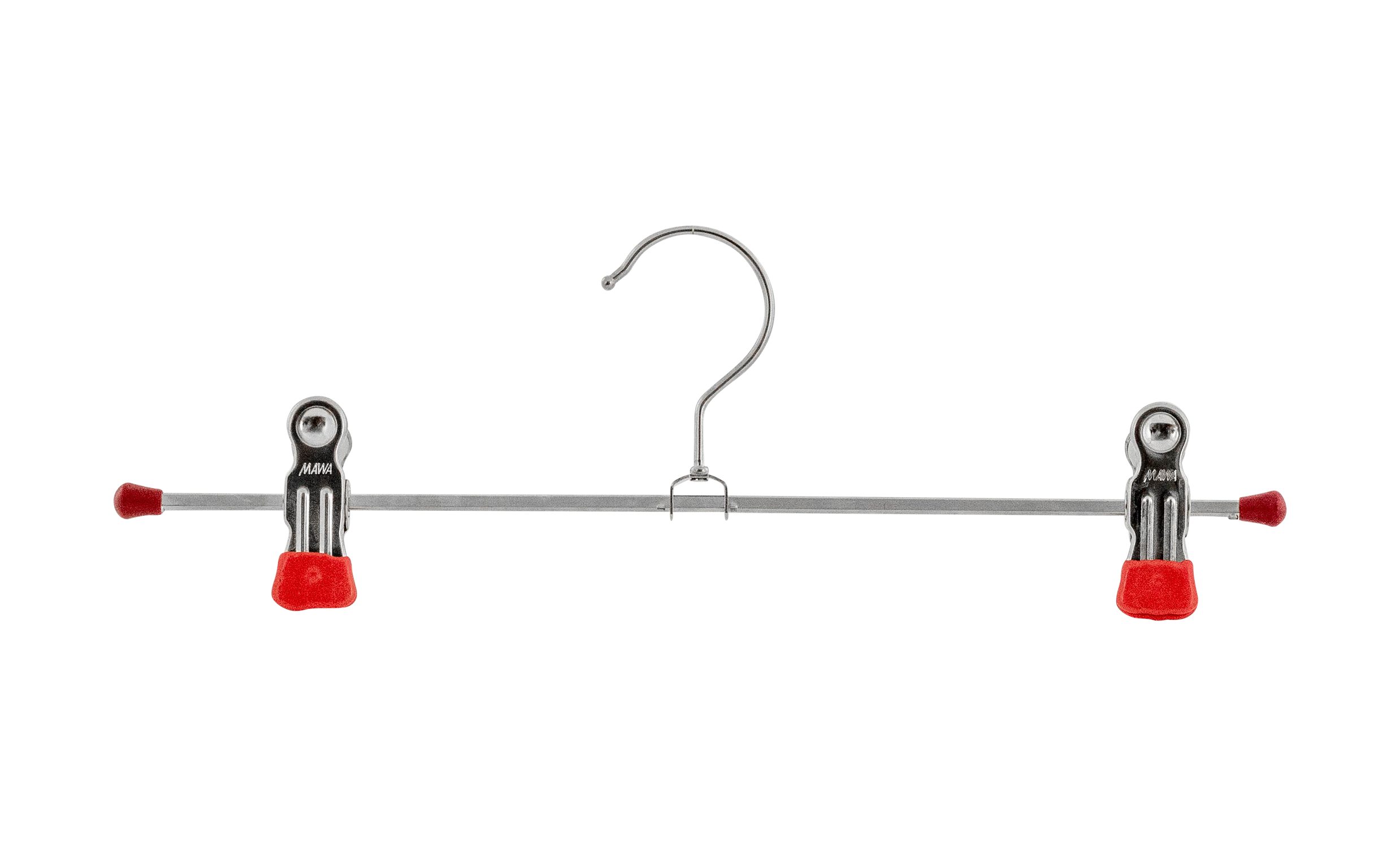 MAWA Kleiderbügel MAWA Clip K/D Klammernhalter, stabiler Hochkant-Stahlprofilsteg mit zwei verschiebbaren, rutschhemmend ummantelten Clips, mit Endschutzkappen, vielseitig einsetzbar, geeignet für Accessoires, 10 Stück