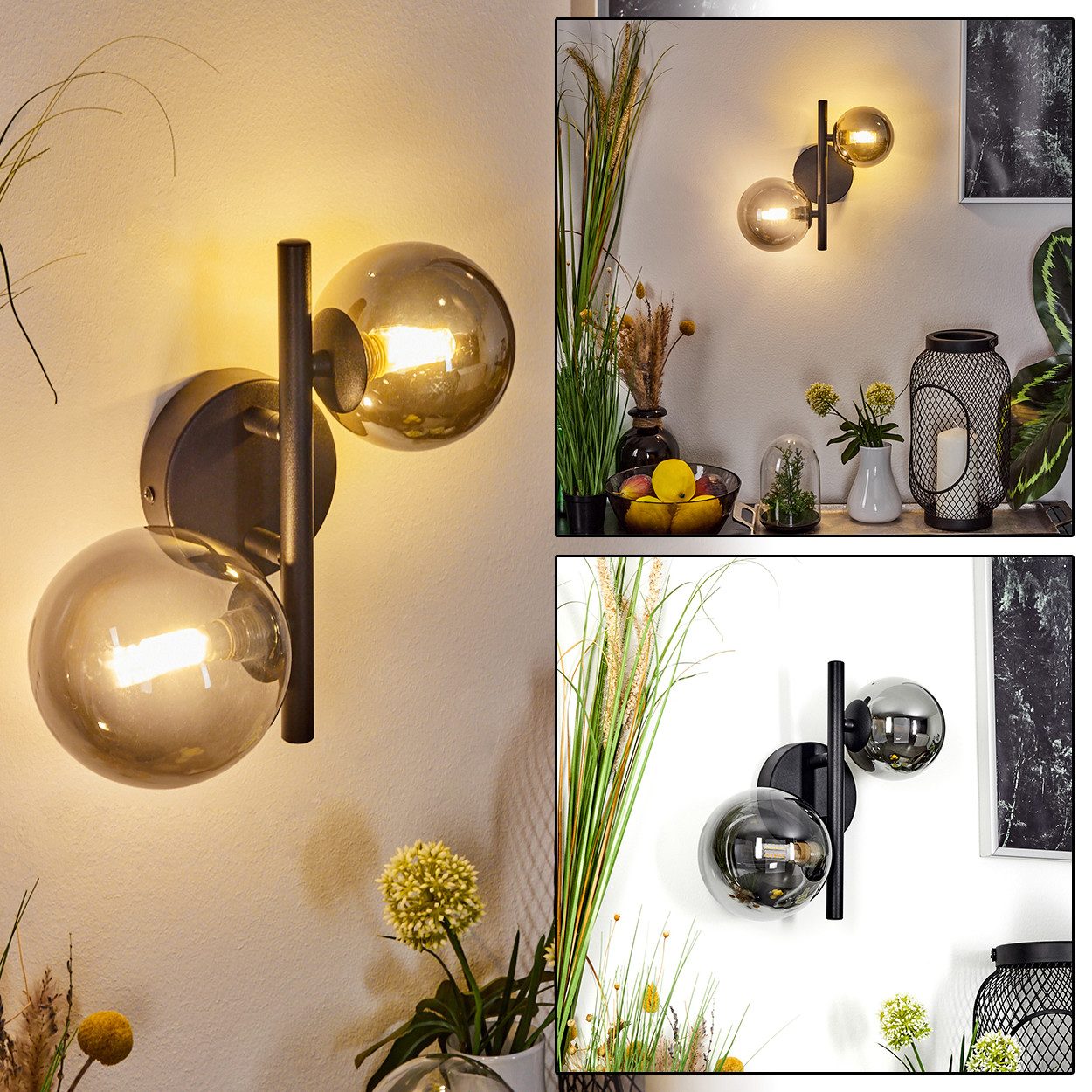 hofstein Wandleuchte »Isorella« moderne Wandlampe aus Metall/Glas in Schwar günstig online kaufen