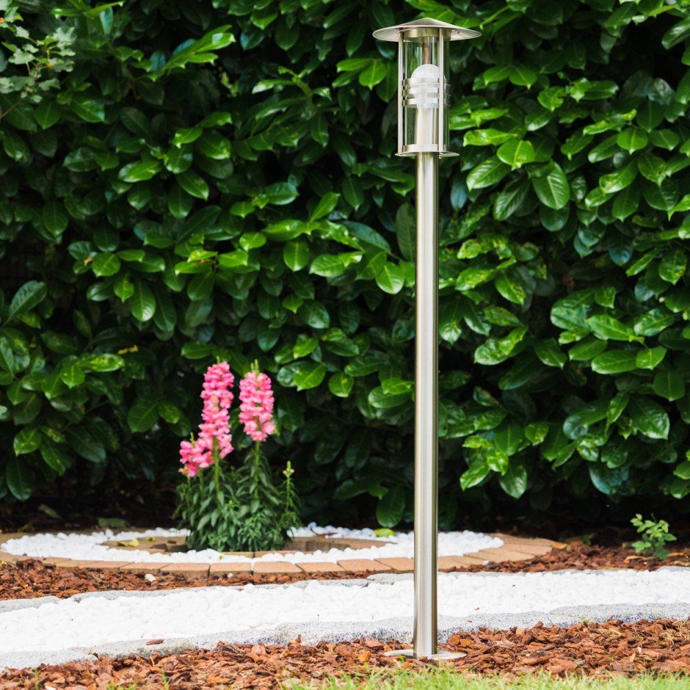 hofstein Außen-Stehlampe »Balme« moderne Außenleuchte aus gebürstetem Edelstahl und Milchglas, ohne Leuchtmittel, Wegeleuchte 100cm, Gartenlampe mit E27, Garten – Bild 4 von 5