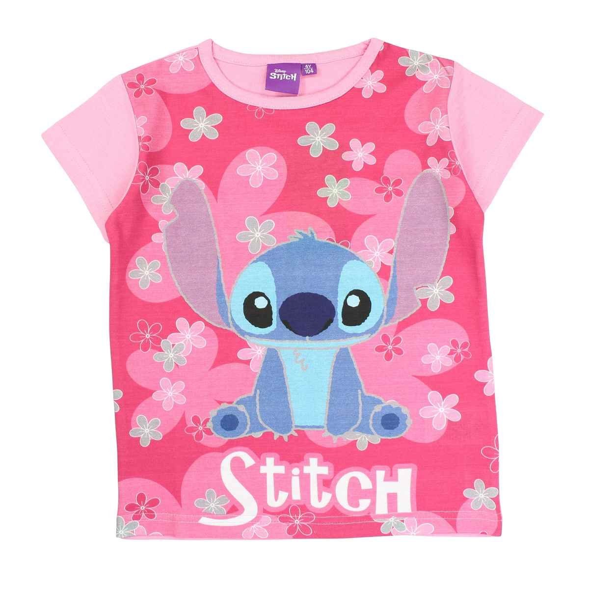 Lilo & Stitch T-Shirt Stitch Mädchen Kurzarmshirt aus Baumwolle Gr. 104 - 152 cm Rosa | T-Shirts