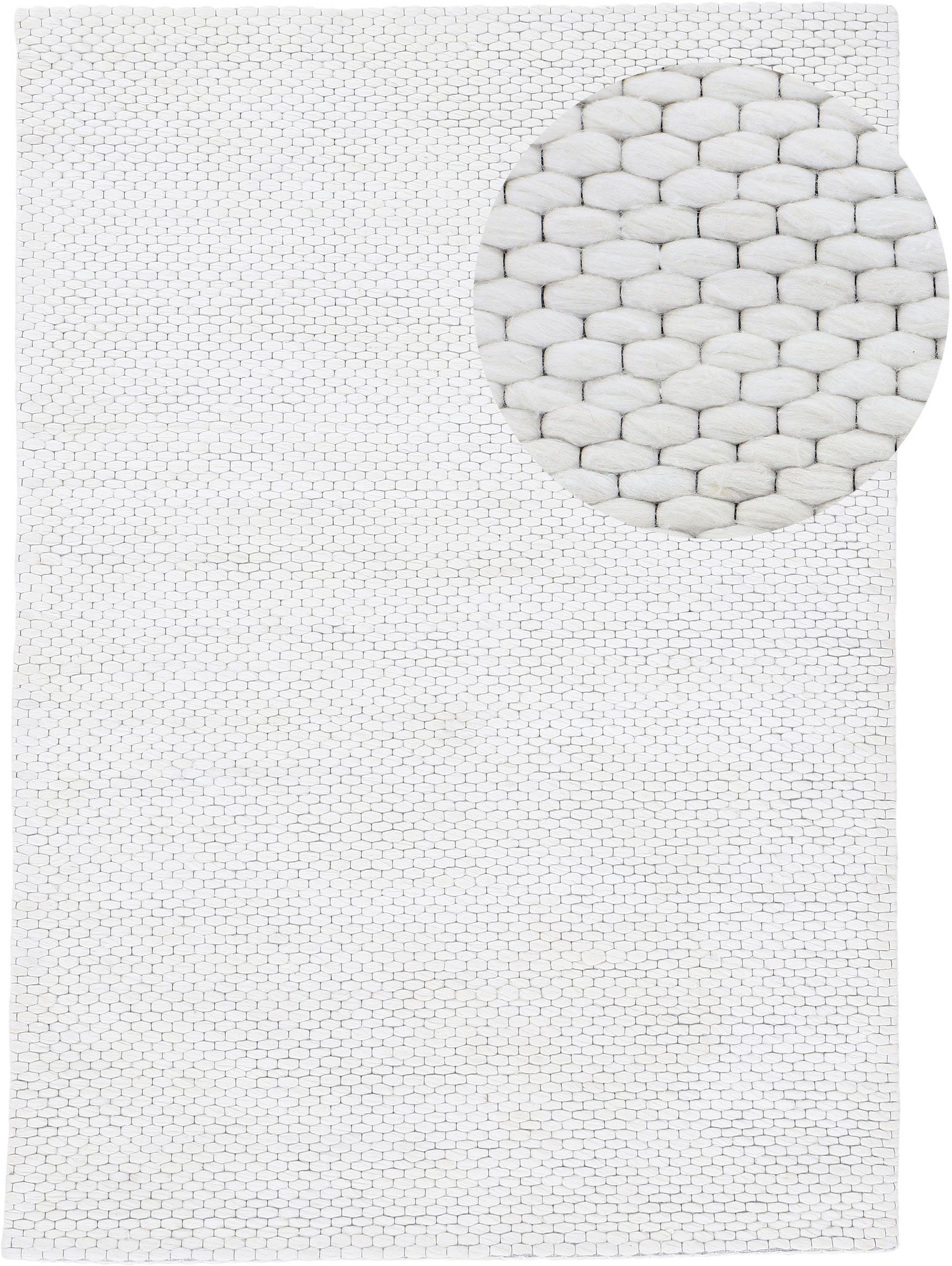 Wollteppich Sina, carpetfine, rechteckig, Höhe: 14 mm, Handweb Teppich, reine Wolle, meliert, handgewebt, weich & kuschelig beige