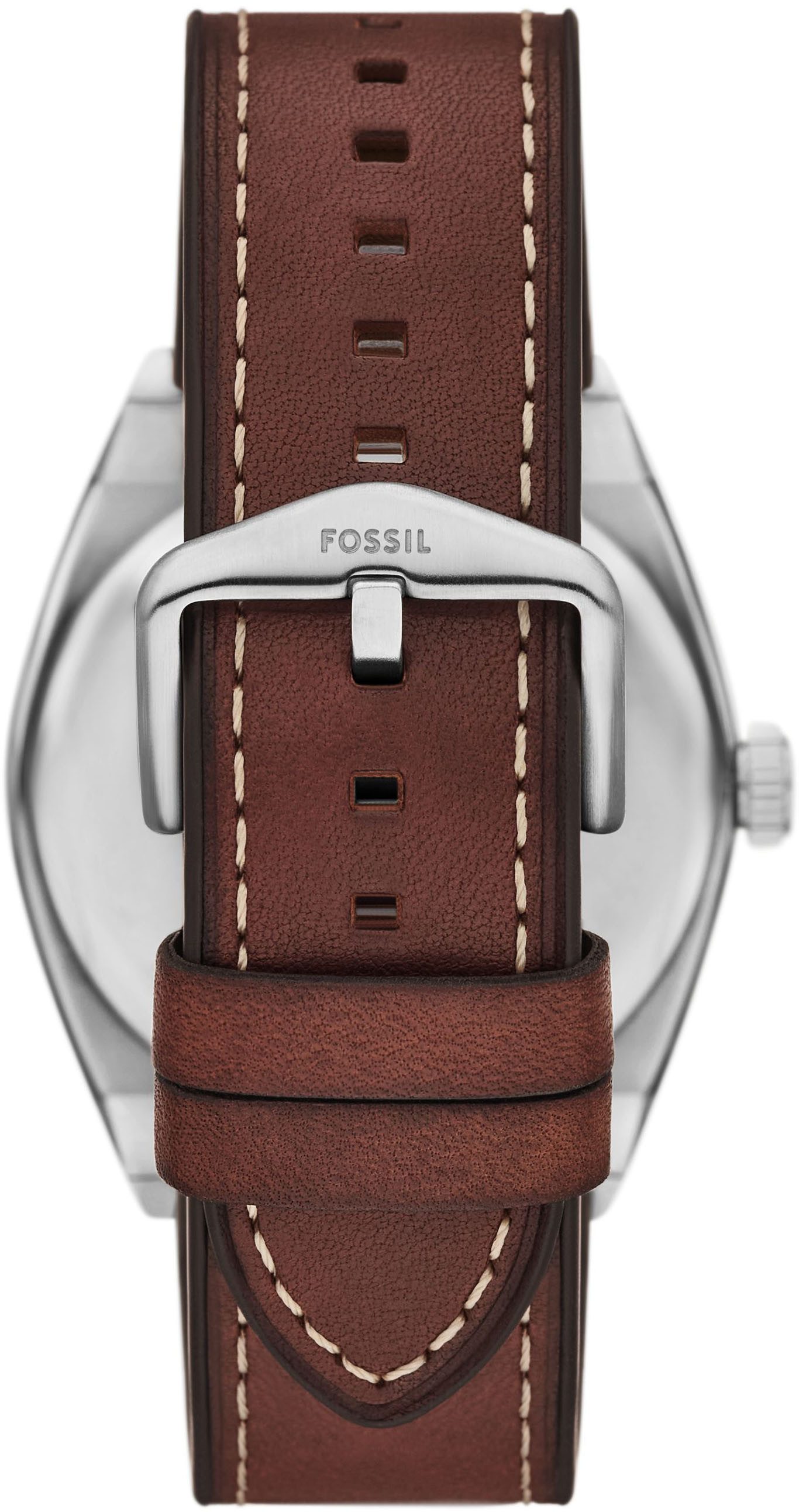 Fossil Quarzuhr Everett FS6080SET, (Set, 2-tlg., mit Armband), Armbanduhr, Herrenuhr, Lederarmband, Ideal auch als Geschenk, analog