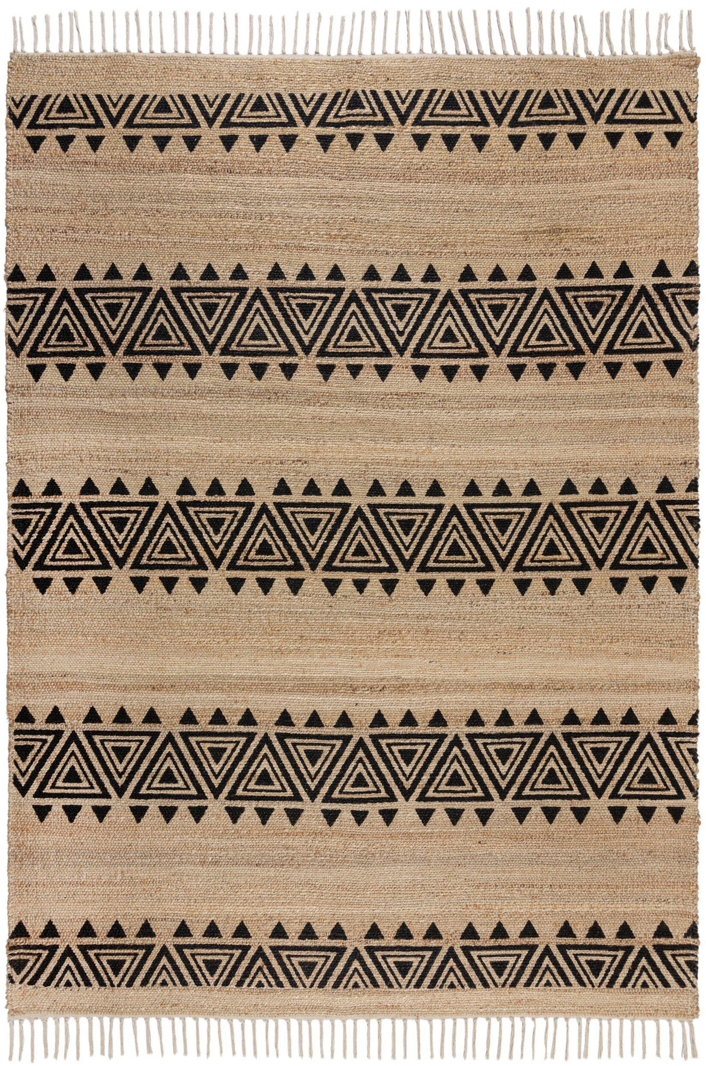 Teppich Kenaz, Muster, Höhe: Fransen, RUGS, fußbodenheizungsgeeignet, handgewebt Ethno mm, 5 FLAIR rechteckig, mit