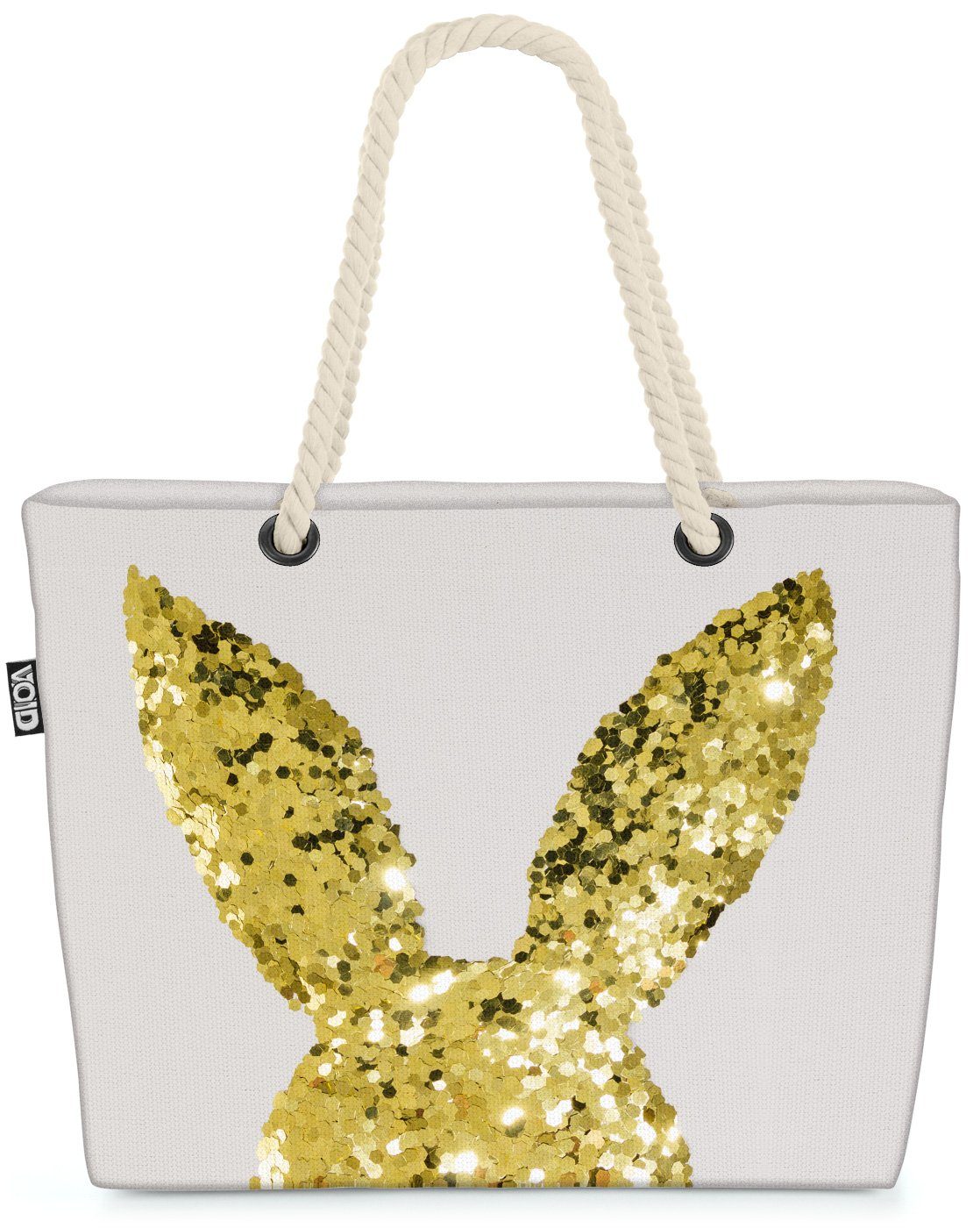 VOID Strandtasche (1-tlg), Goldener Hase Beach Bag Playboy Gold Ostern Osterhase Dekoration Deko Urlaub