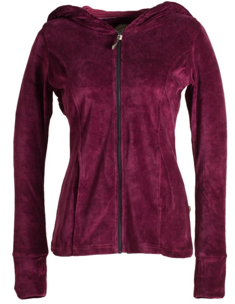 Kurzjacke Samtjacke mit großer Cape Kapuze, Daumenlöchern