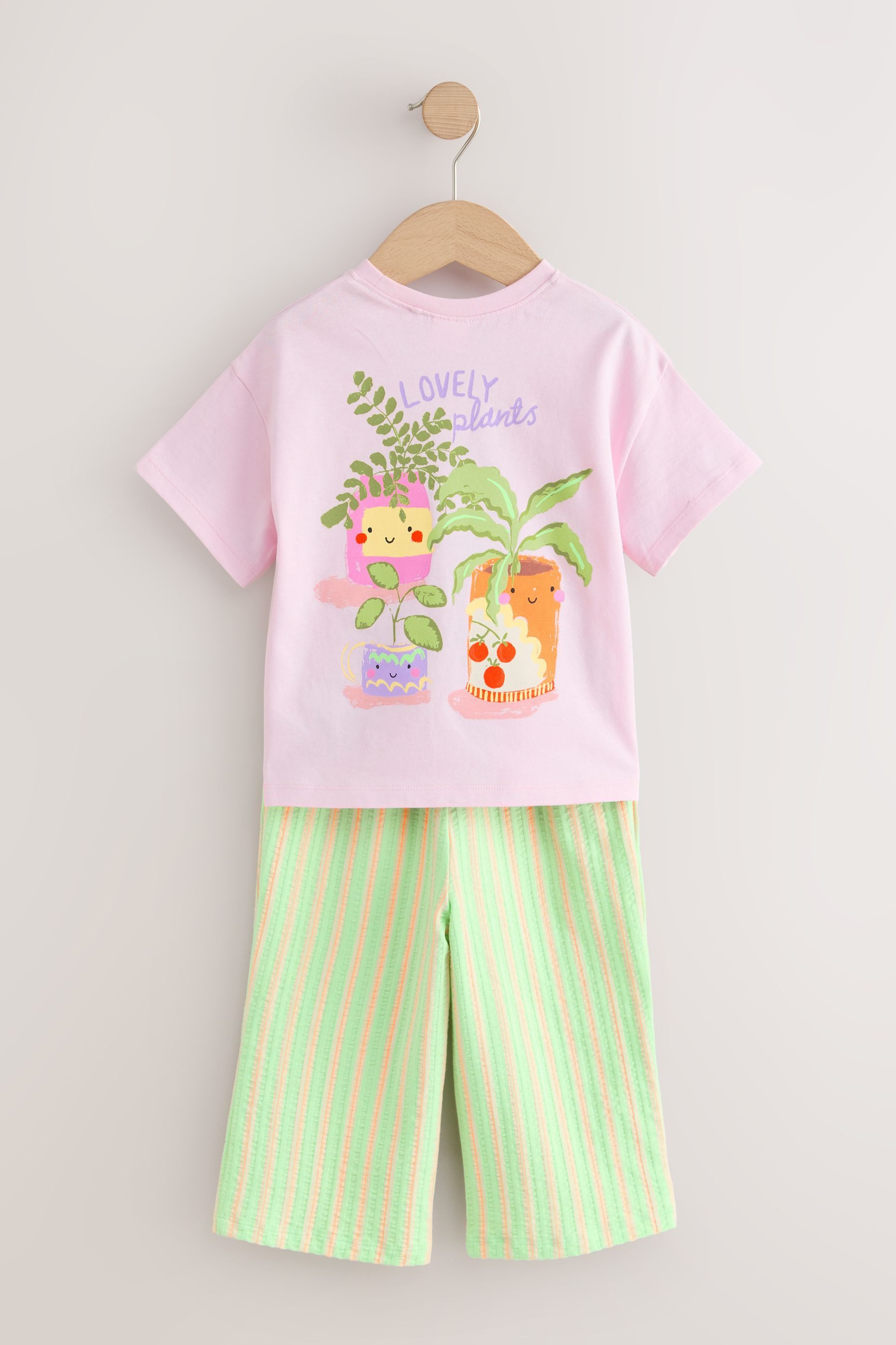 Next Top & Hose Kurzarmtop und Hose mit weitem Bein im Set (2-tlg)