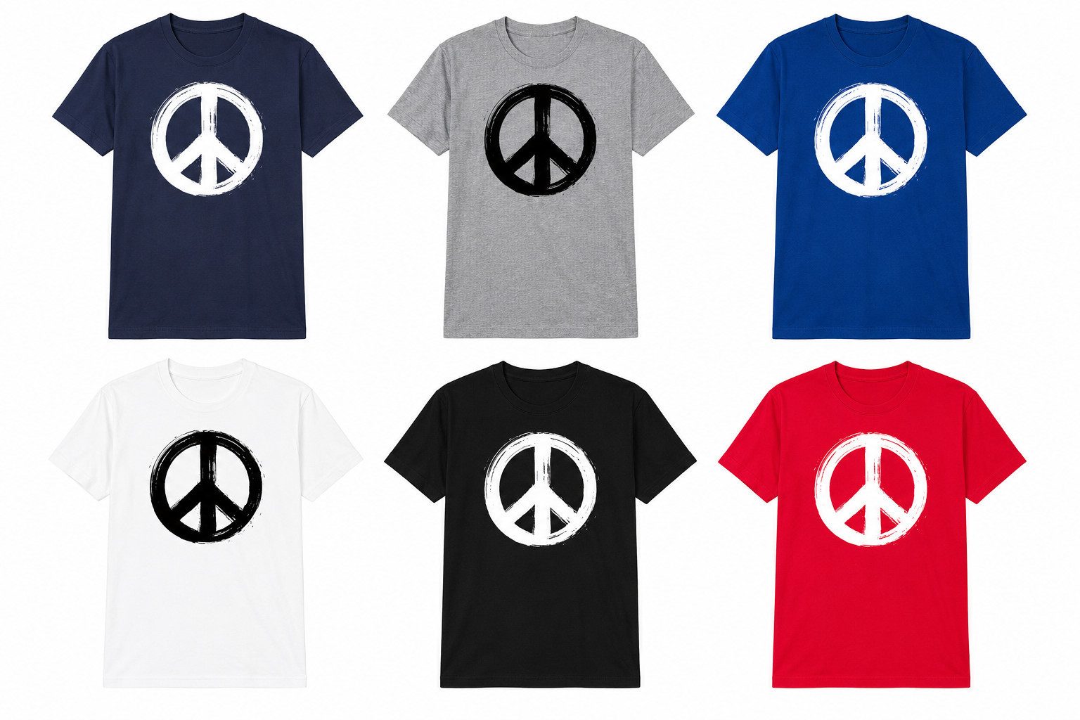 T-Shirt Peace Symbol Herren T-Shirt Friedenssymbol Print Rundhalslook