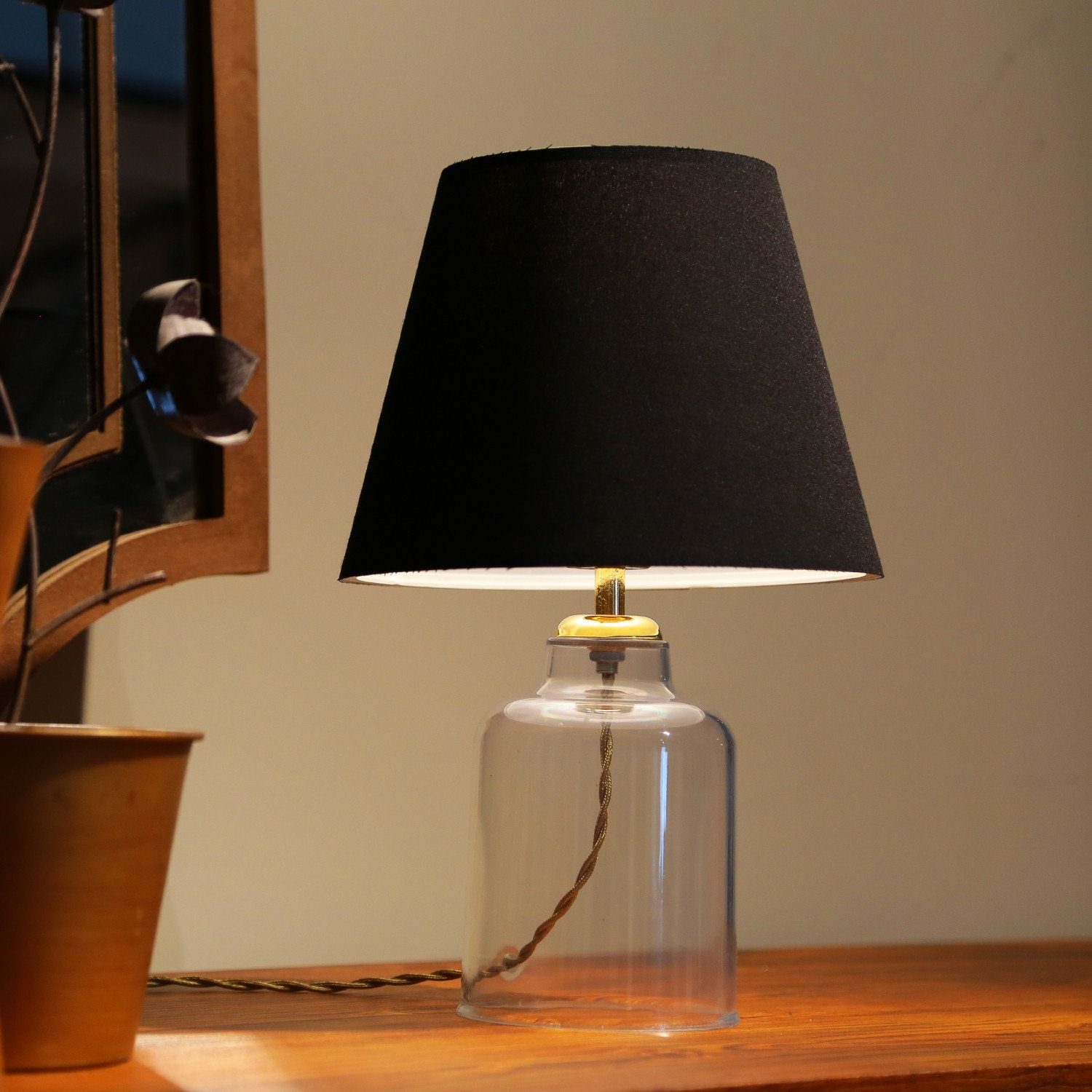 Opviq Nachttischlampe AYDAXL, Schwarz, Nachttischlampen, 22 x 14 cm, 100% PVC