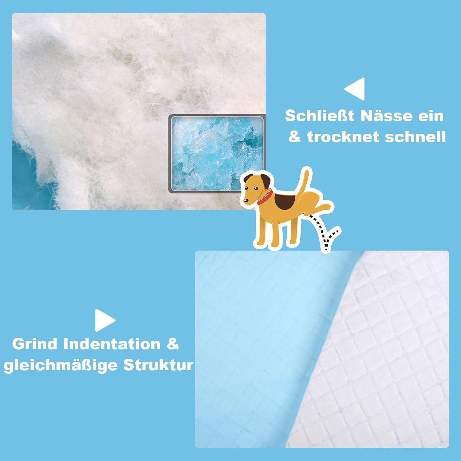 KOMFOTTEU Windeln für Haustier (150-St), Welpen Toilettenmatte, 75 x 75 cm