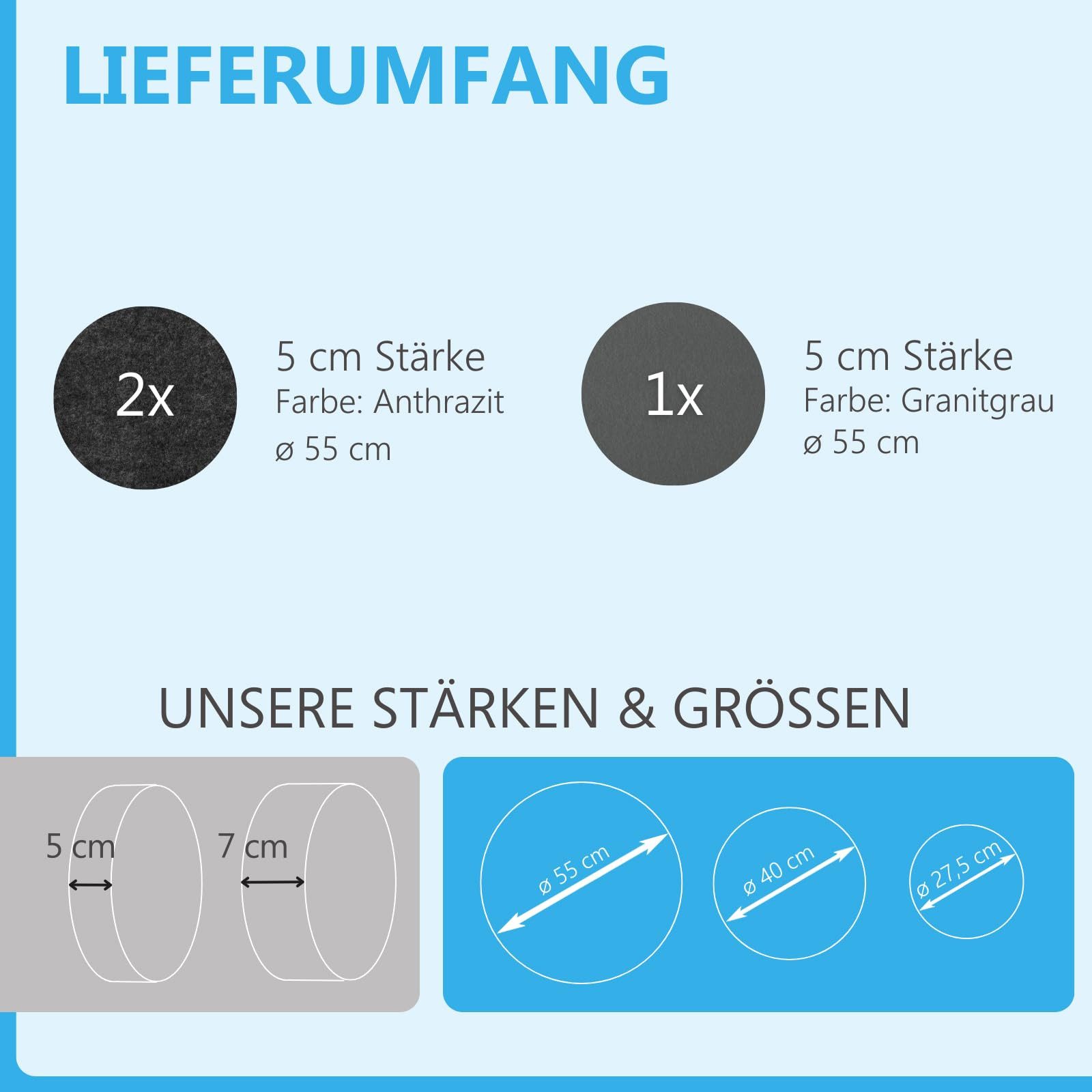 platino24 Wandpaneel 3 Akustik Schallabsorber aus Basotect ® G+ / Kreis Ø 55 cm Multicolore