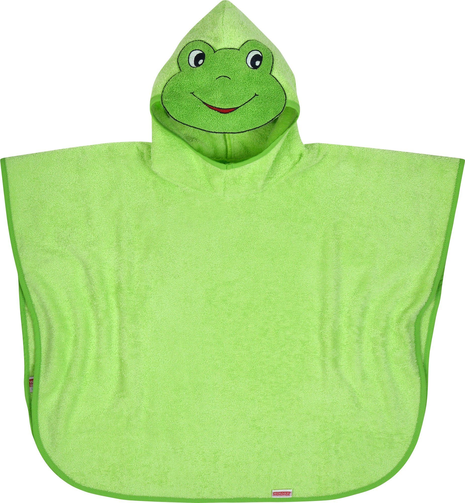 Wörner Kinderbademantel Kinder-Poncho "Frosch" mit Tiermotiv Frottier, default, Walk-Frottier Kapuze, Uni