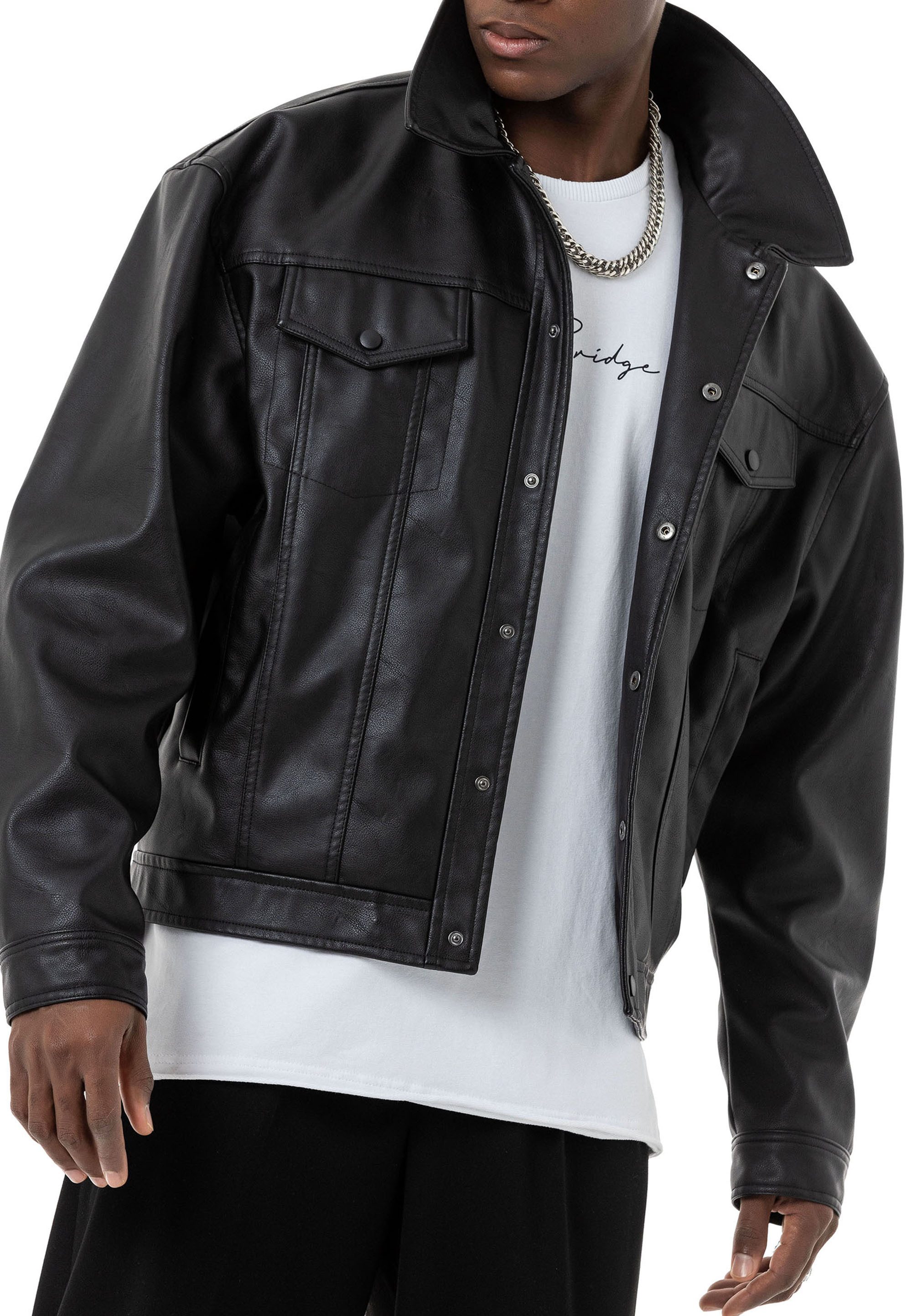 RedBridge Lederimitatjacke im Oversized Fit mit Brusttaschen Kunstleder – Bild 5 von 5