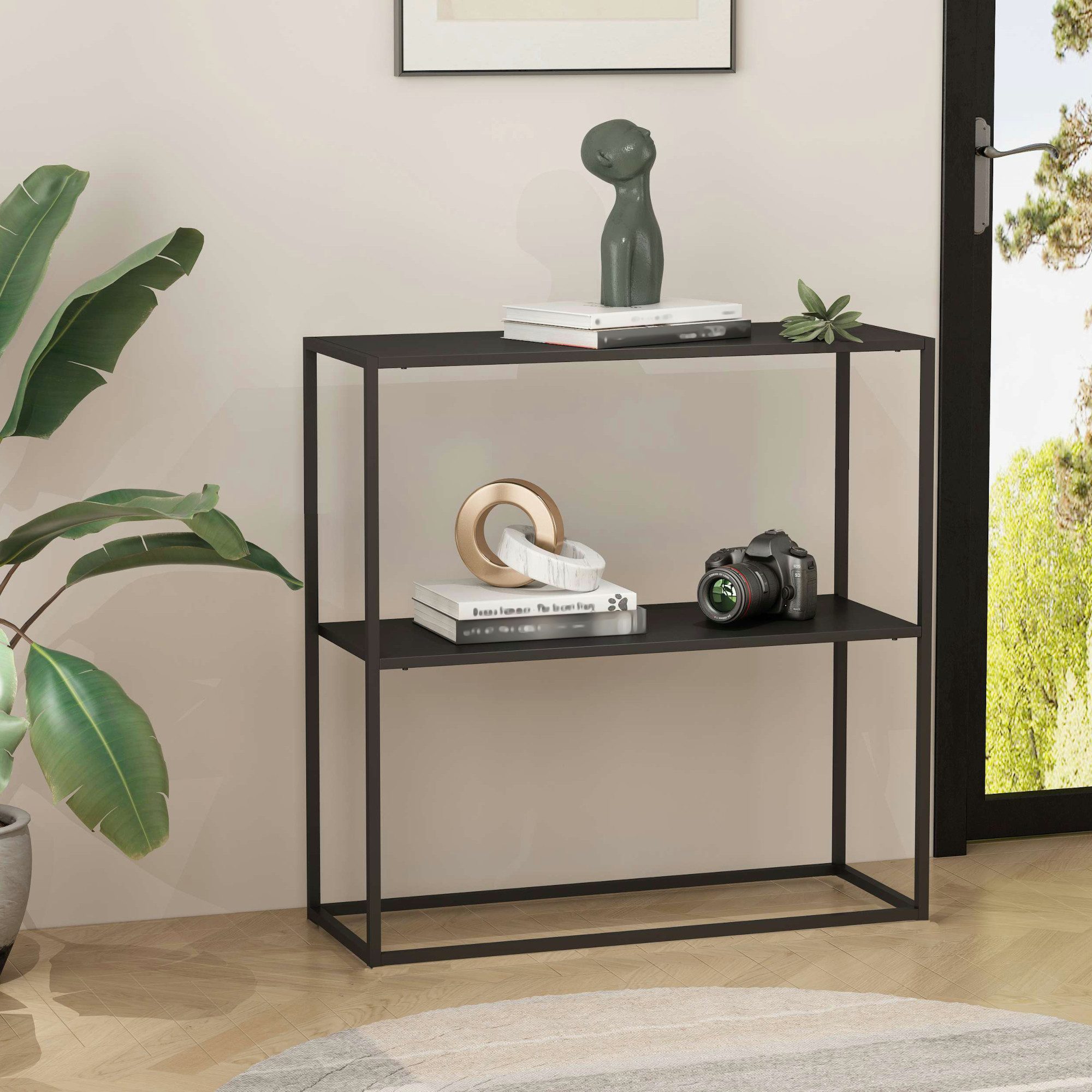 en.casa Konsolentisch, Strömstad Konsolentisch 80x79,5x26cm Schwarz, günstig online kaufen