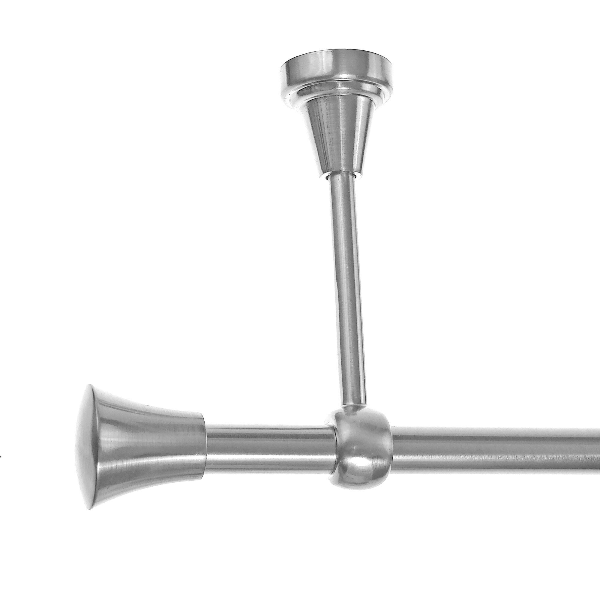 BASIT Gardinenstange Rohr Edelstahloptik 16 mm mit Deckenträgern 320 cm E19, Ø 16 mm, 1-läufig, verschraubt, Metall, D14 320 cm E19 Knauf