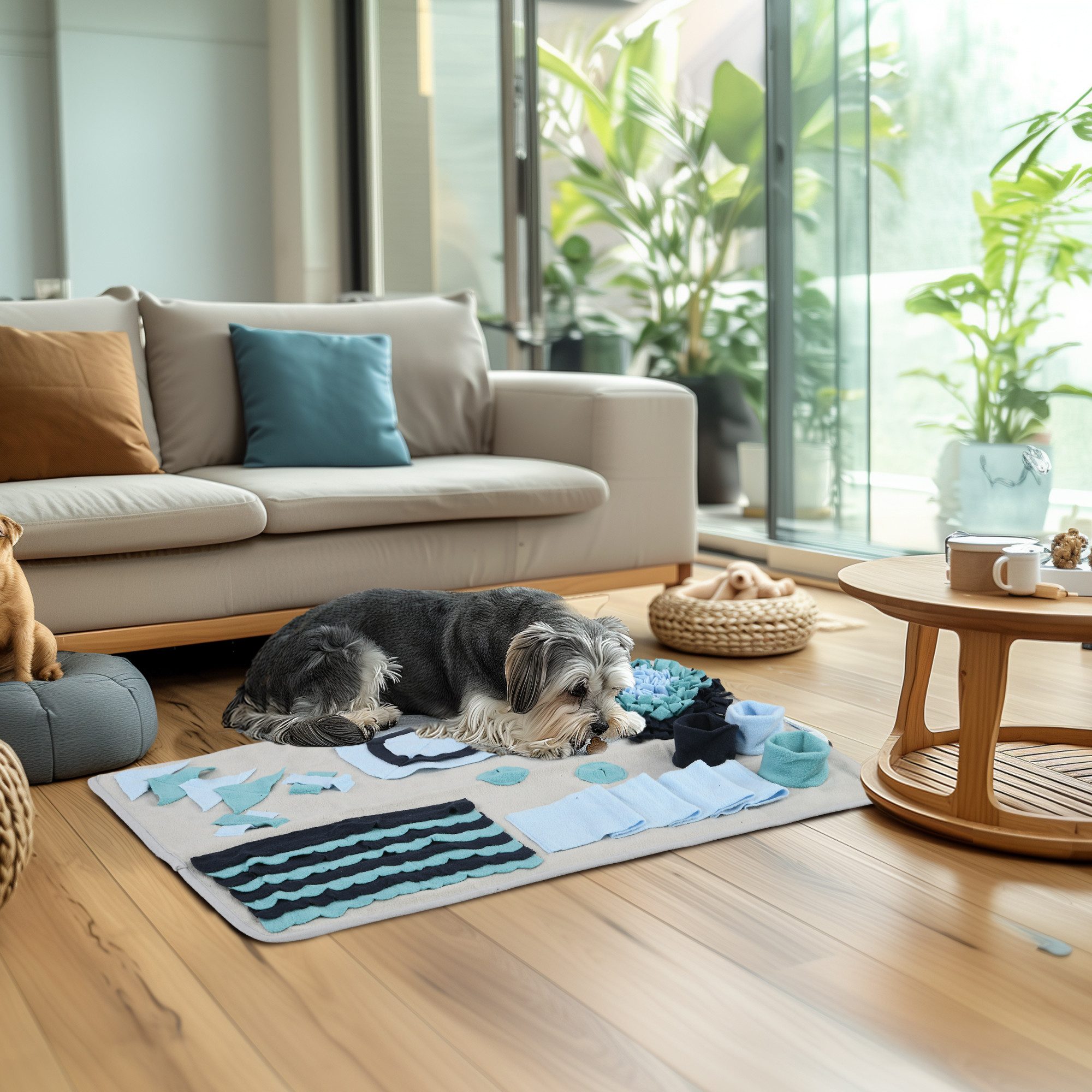 PawHut Hundematte Schnüffelmatte für kleine und mittelgroße Hunde, Katzen, Polyester, für langsames Füttern, Mischgrau