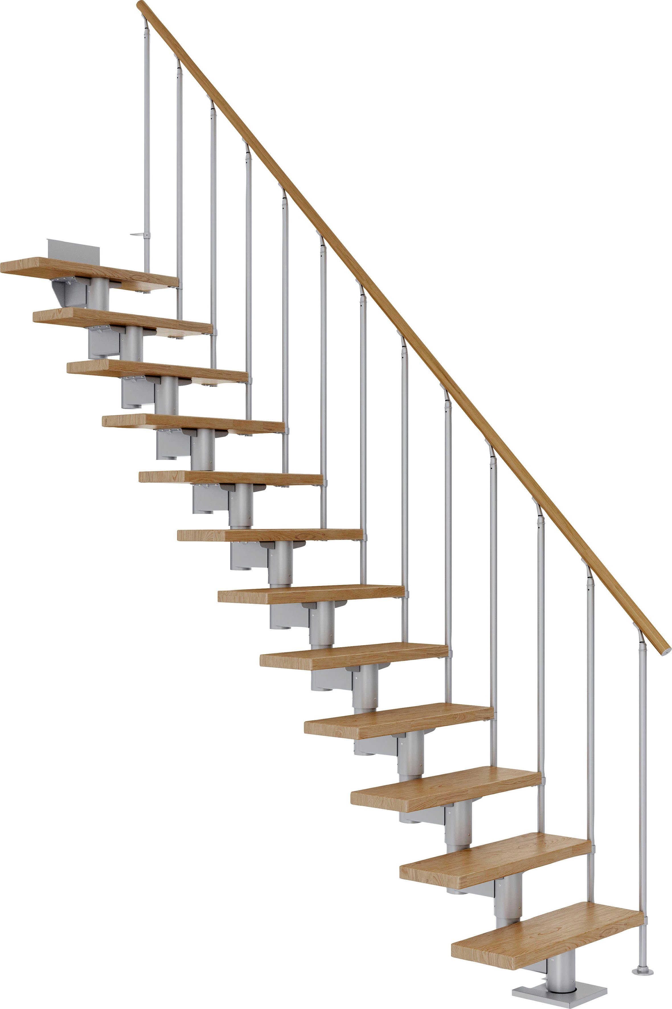 Dolle Mittelholmtreppe Cork, für Geschosshöhen bis 270 cm, Stufen offen, Eiche/Metall