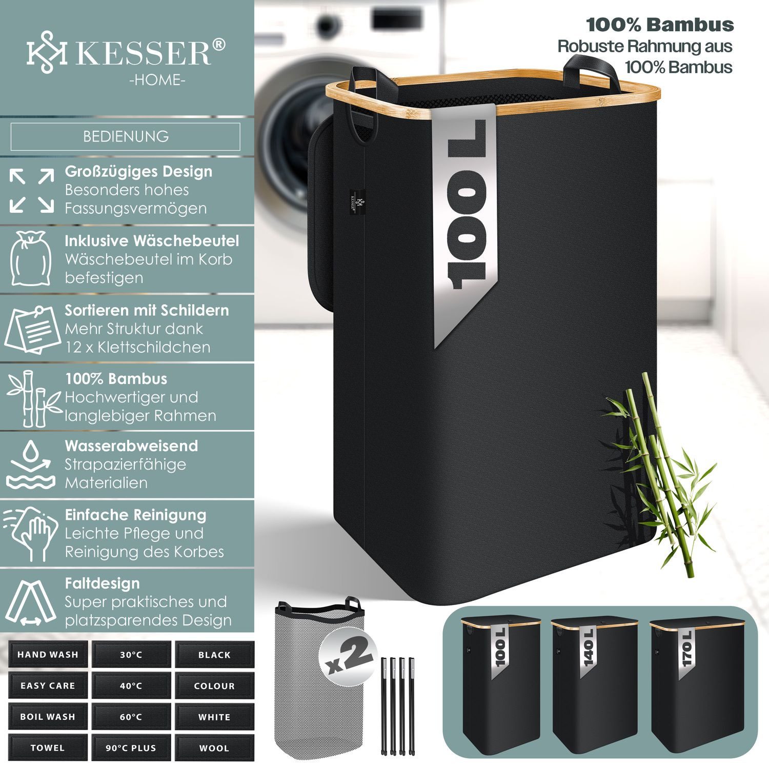 KESSER Wäschekorb, mit Deckel faltbar Wäschebox Wäschetruhe Wäschetonne günstig online kaufen
