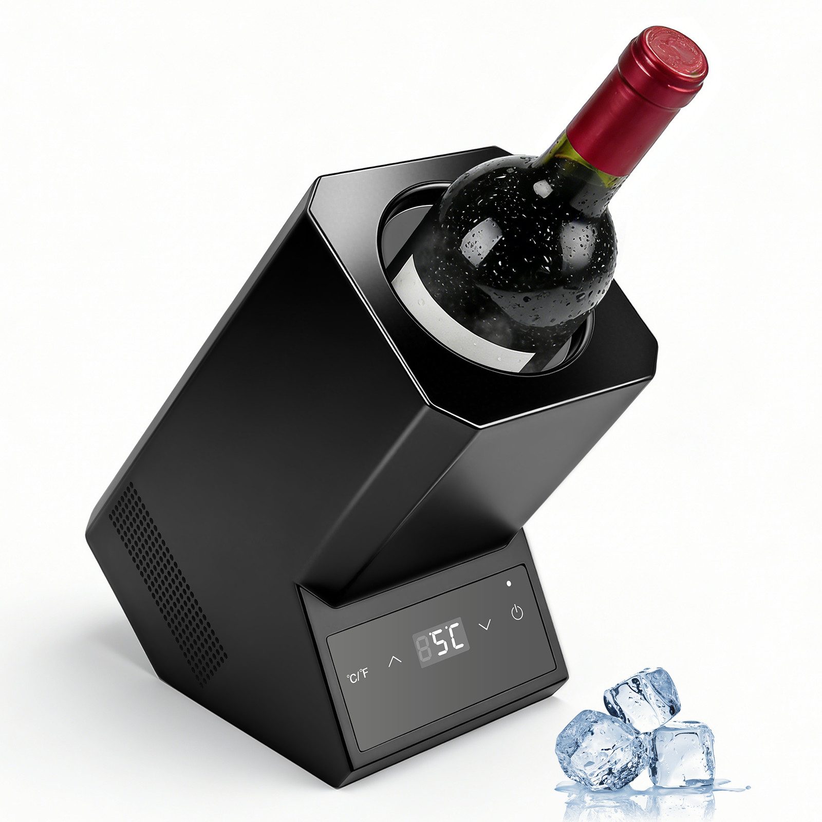 XERSEK Elektrischer Weinkühler 5-18°C Einstellbar Kühler Flaschenkühler Getränkekühler bis Ø92mm, Sensor-Touch Bedienung & 24H Dauerbetrieb für Wein Sekt Champagner