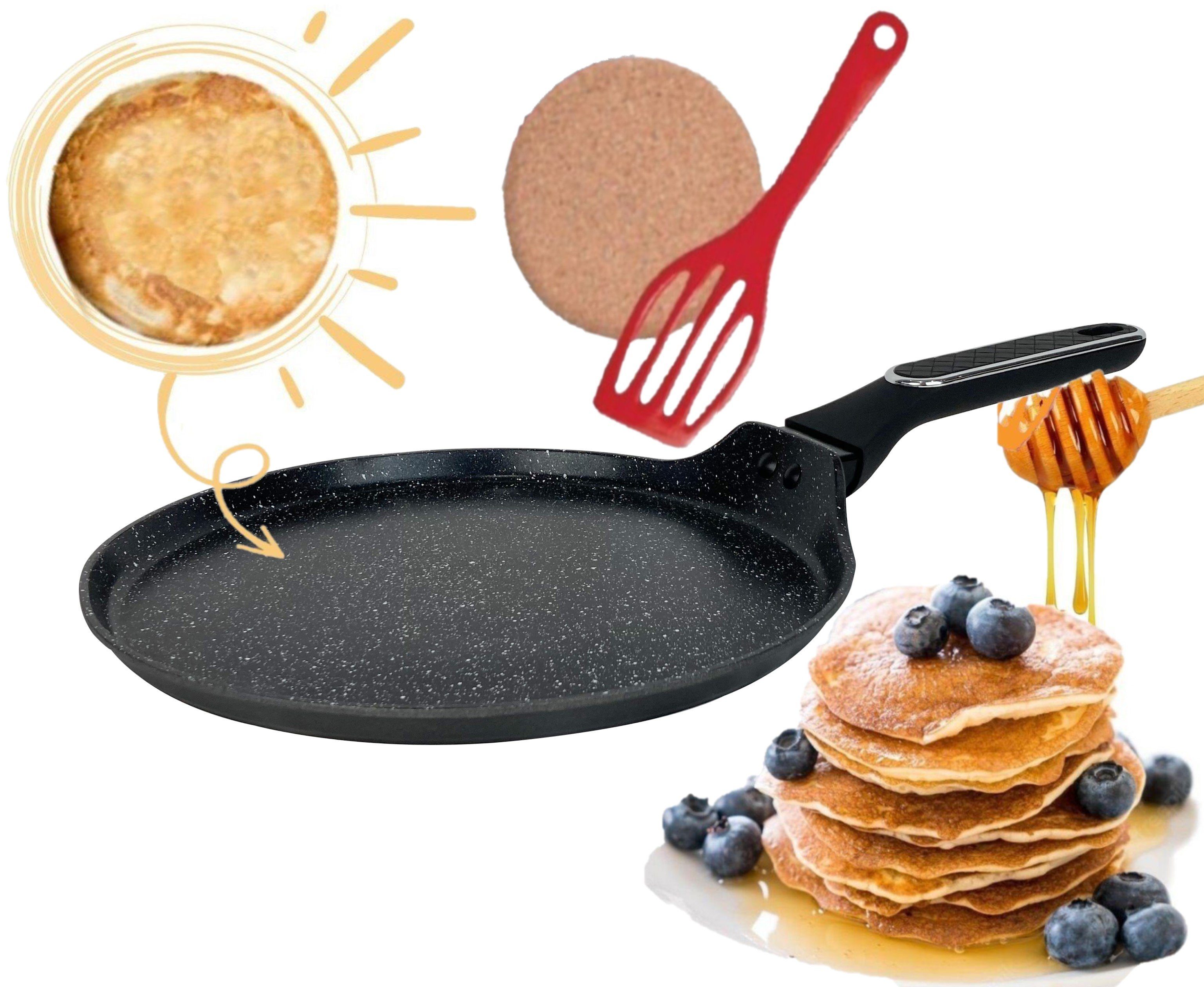 28cm Crepe Pfannkuchen Lochpfanne Pfanne KESSMANN Waffel Pancake Spiegelei flach Eier Maker Bratpfanne Induktionspfanne, Pfanne Induktion Crepe Pancake-Maker