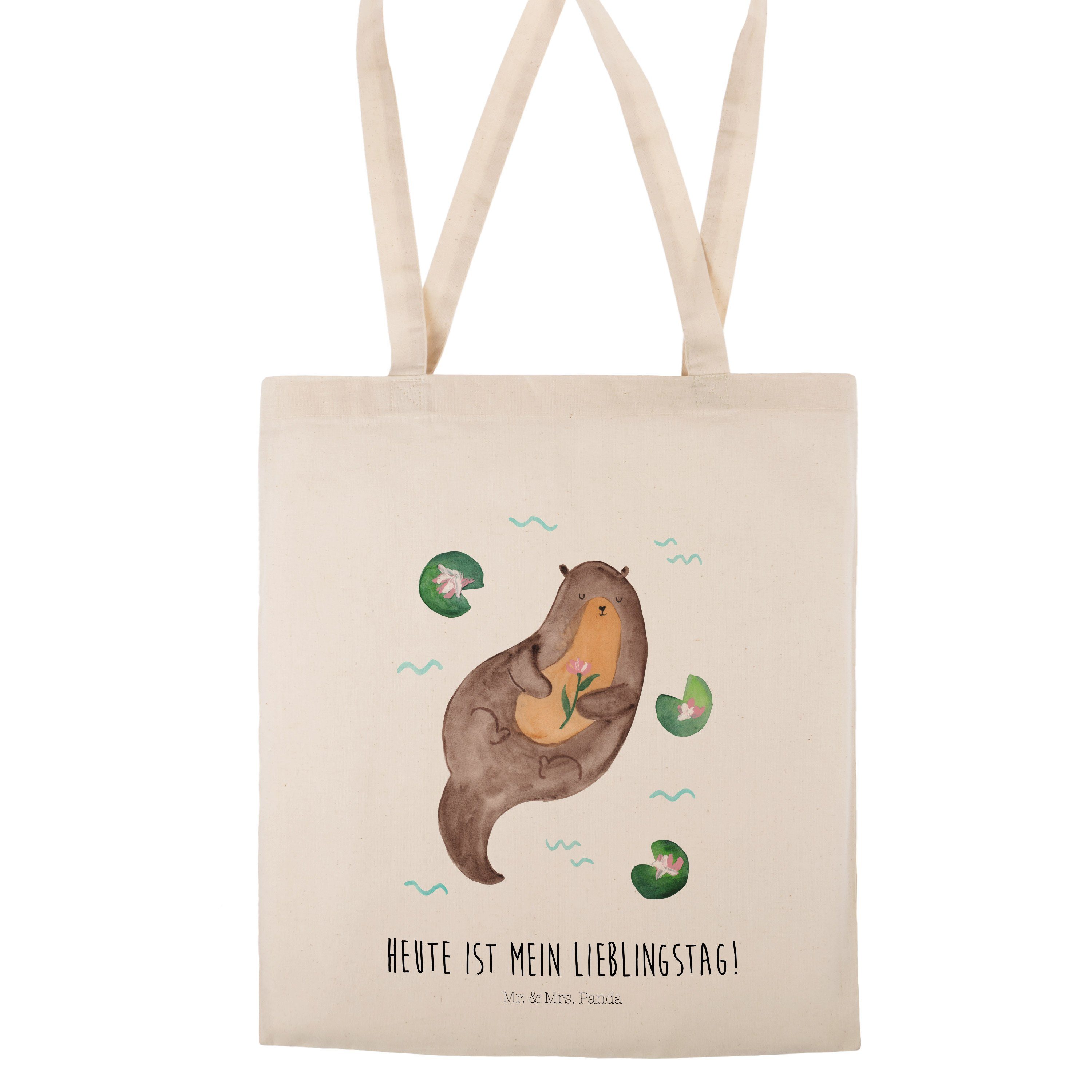 Mr. & - Otter - (1-tlg) mit Jutebeutel, Wasser, Geschenk, Panda Seerose Mrs. Otter Transparent Tragetasche
