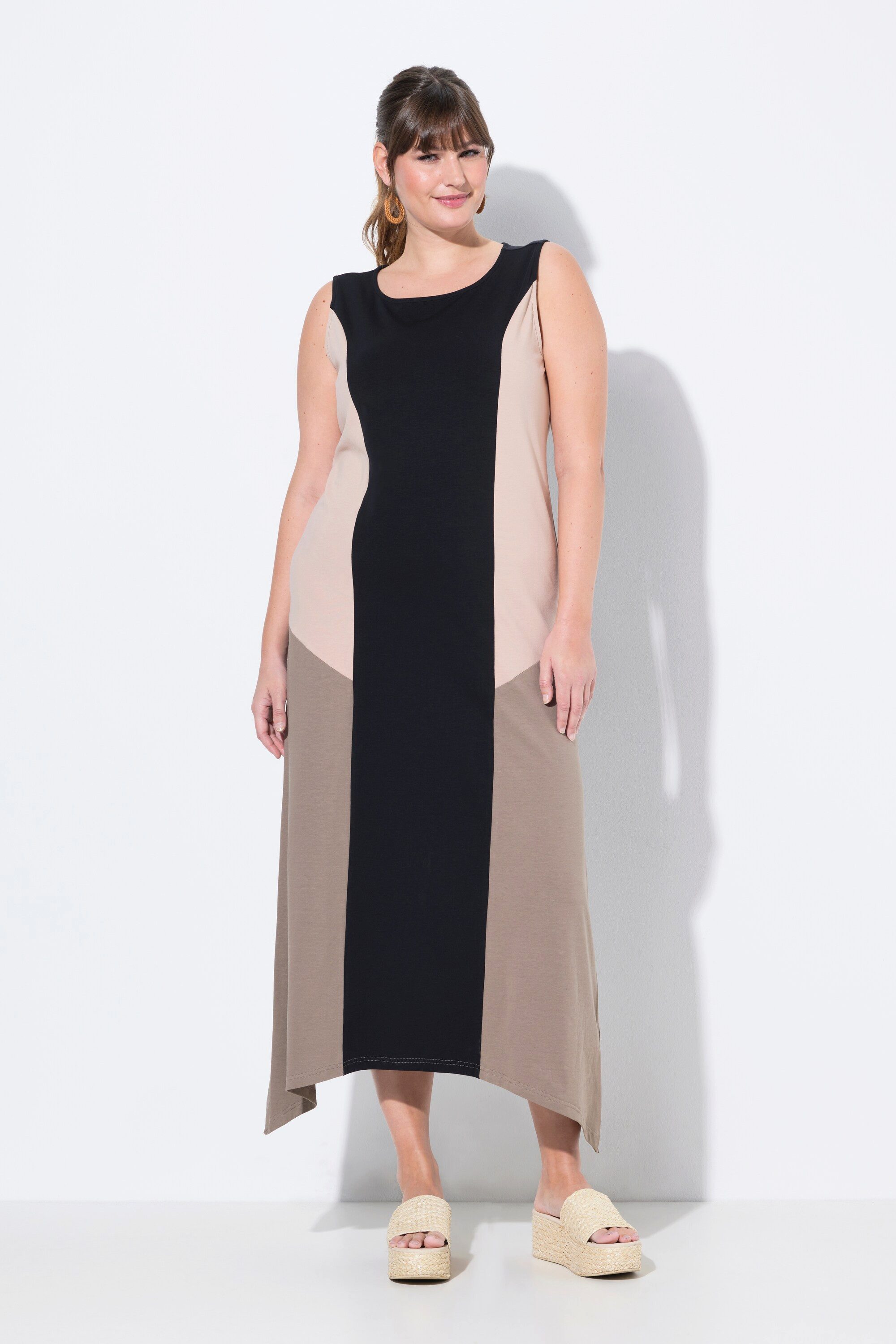 Ulla Popken Jerseykleid Midikleid Jersey Colorblocking A-Linie ärmellos günstig online kaufen