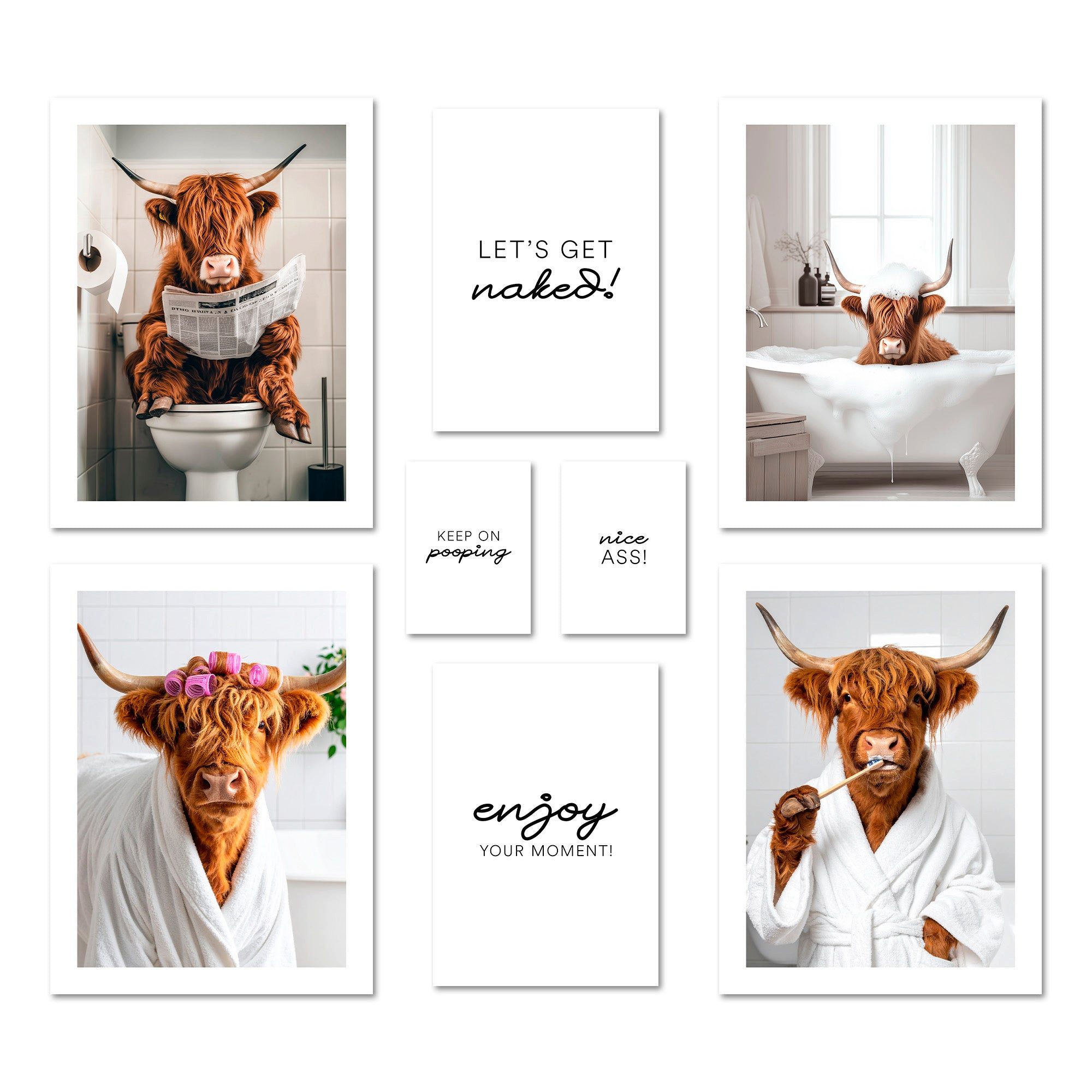 ARTFAVES Bilder-Collage Poster Set Funny Bathroom I mehrteilige Bilderwand günstig online kaufen