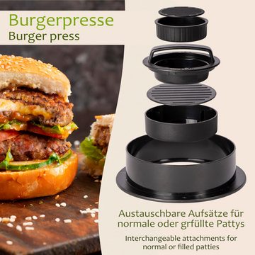 ONVAYA Burgerpresse Burger-Set 8 Teile ǀ Smash-Burger-Set mit Grillmatte und Schmelzglocke (8 St)