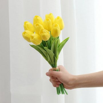 Kunstblume Künstlicher Blumenstrauß Tulpen, Künstliche Deko Blumen, Gelb, Lubgitsr