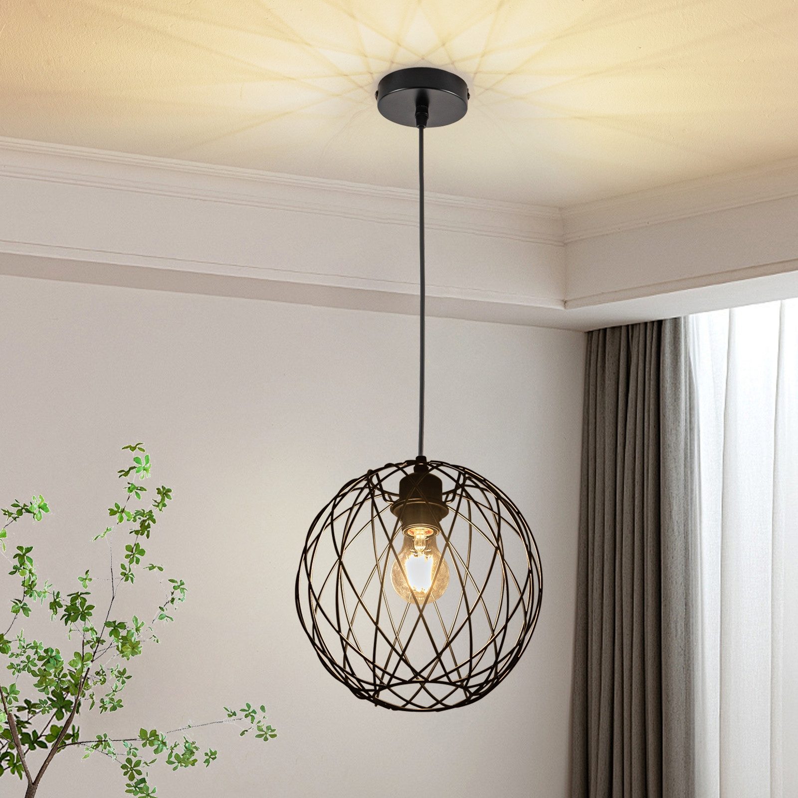 Nettlife Pendelleuchte Vintage Esstischlampe Schwarz Rund günstig online kaufen