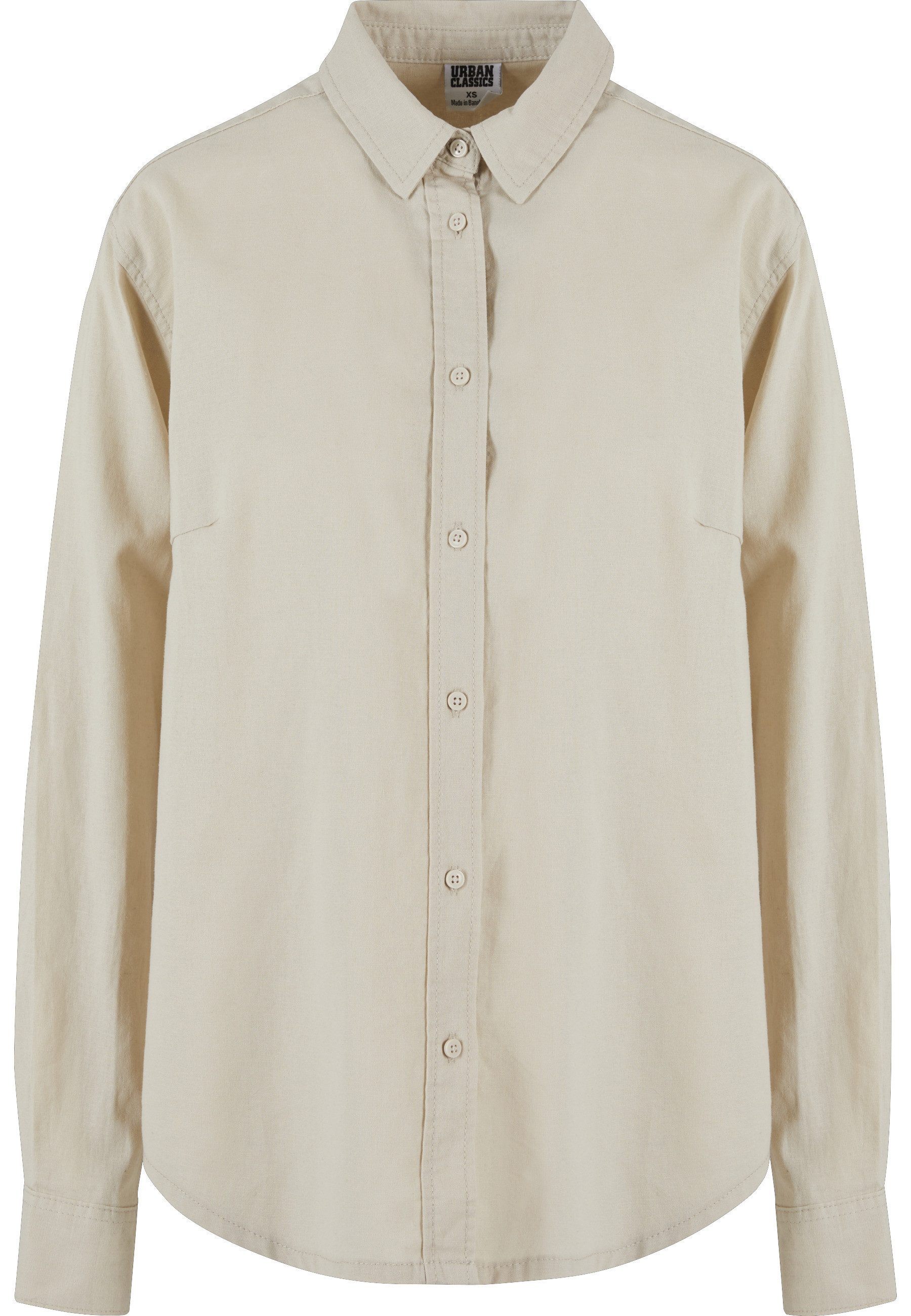 URBAN CLASSICS Langarmhemd Urban Classics Damen Ladies Linen Mixed Oversized Shirt