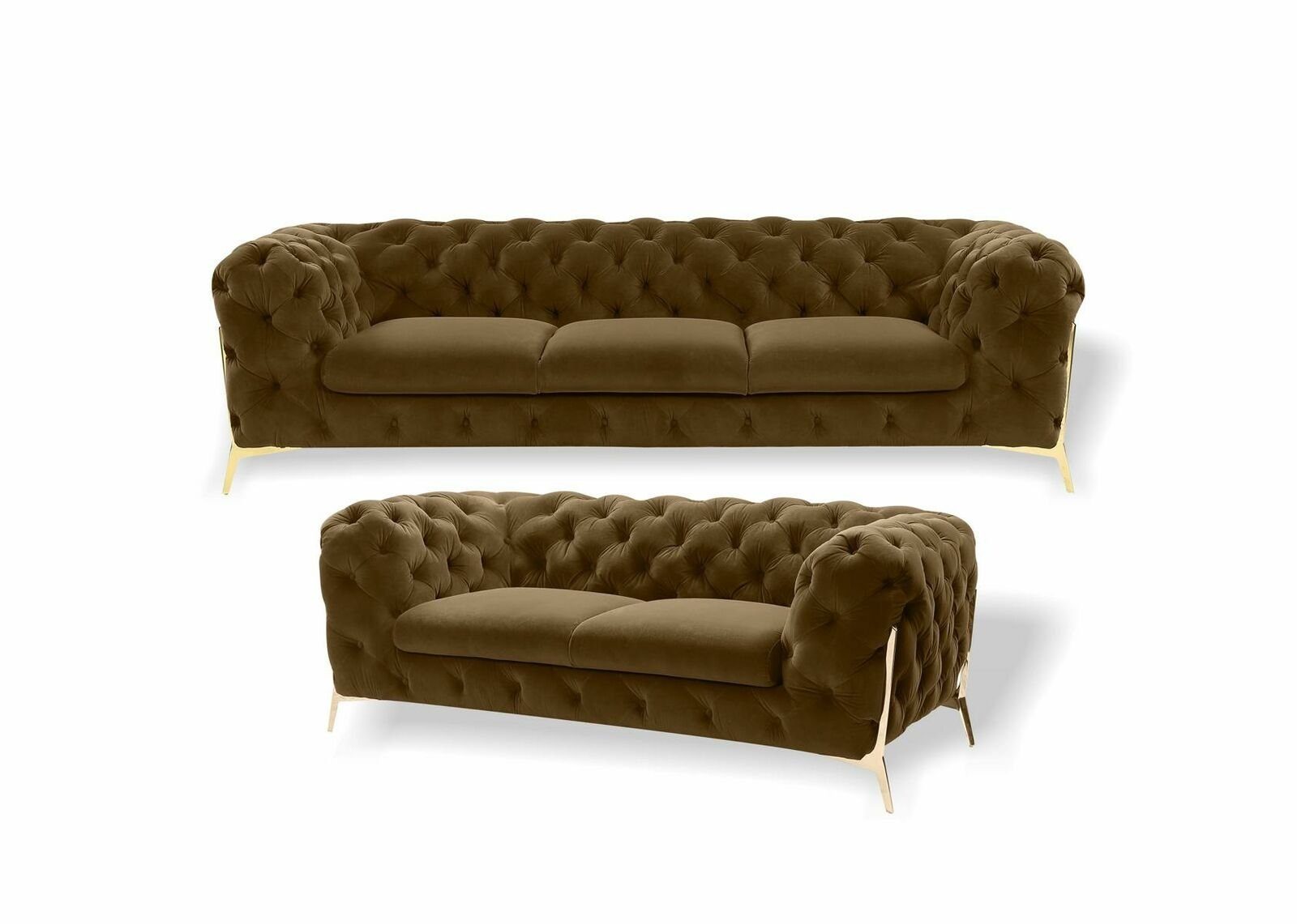 Couchgarnitur Neu, 3+2 Braun Europe Sitzer in Luxus Sofa Blaue Made JVmoebel Chesterfield Moderne