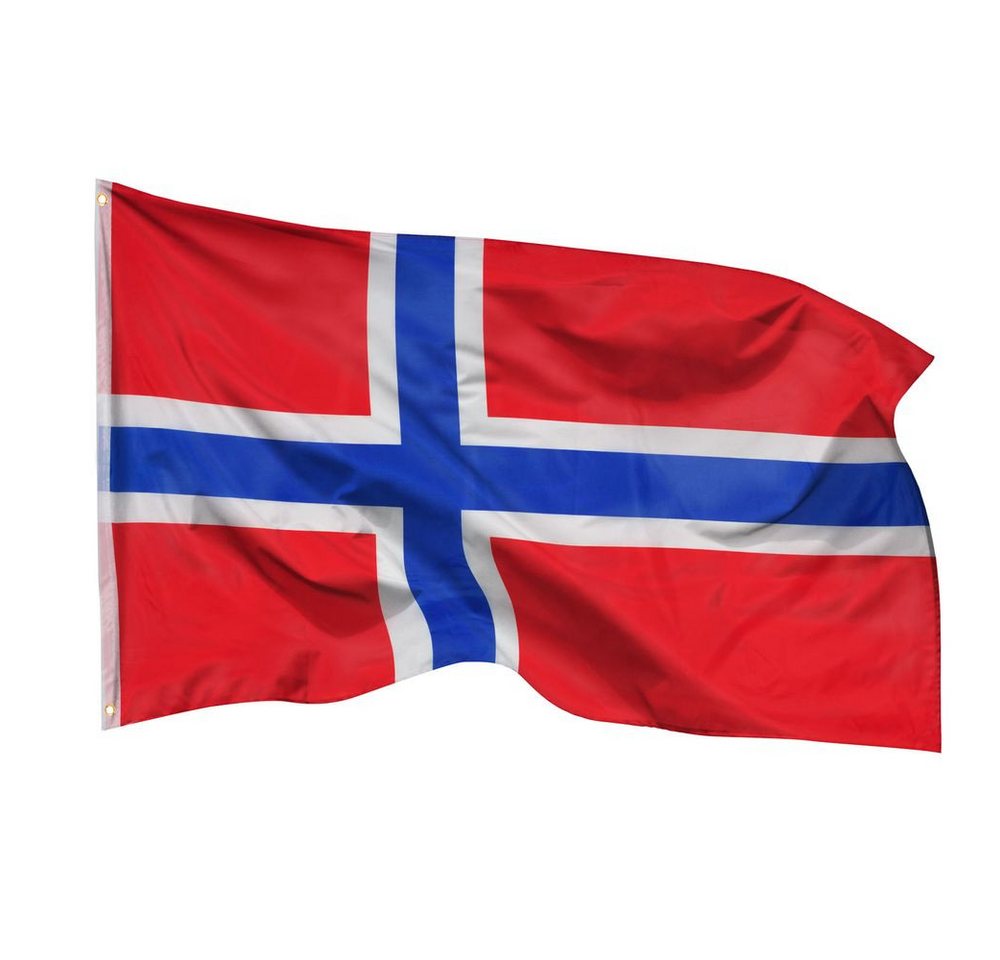 PHENO FLAGS Flagge Norwegen Flagge - Norwegenfahne 90 x 150 cm, Strapazierfähige Fahne für Fahnenmast, mit 2 Ösen