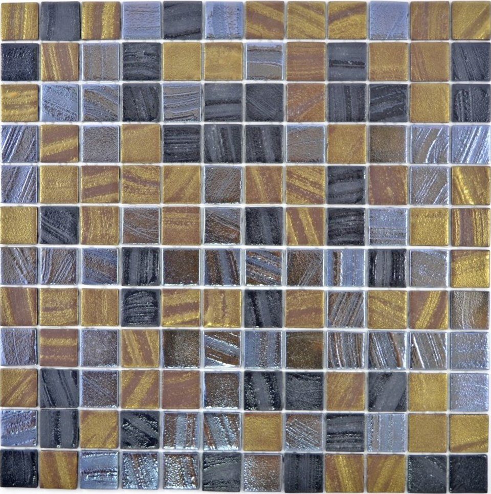 Mosani Glasmosaik schwarz anthrazit matt Mosaikfliesen mix Recycling Matten 10 satin /