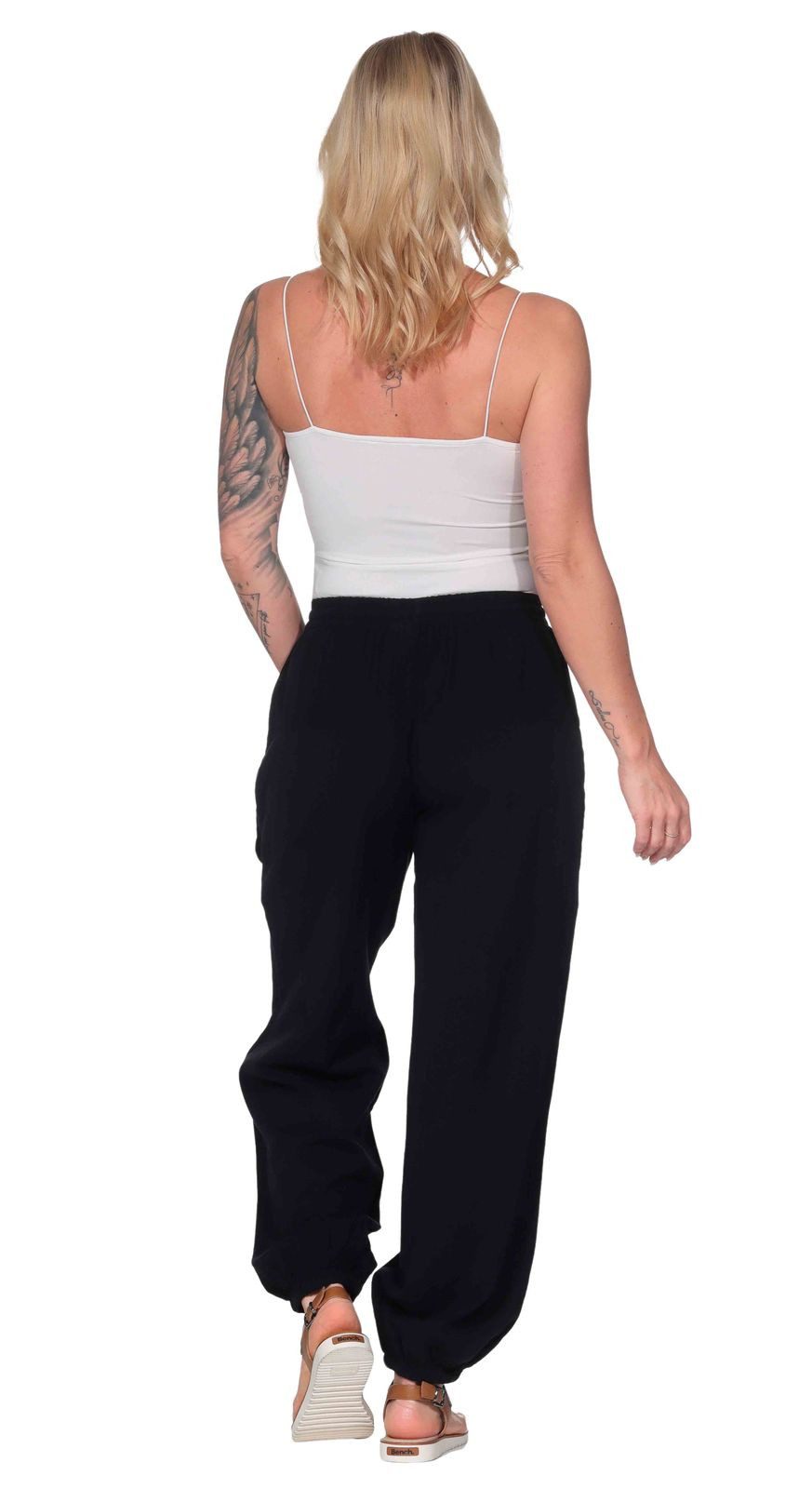 KUNST UND MAGIE Haremshose KUNST&MAGIE Damen Yoga/Pumphose Pluderhose unifarben Baumwolle lang