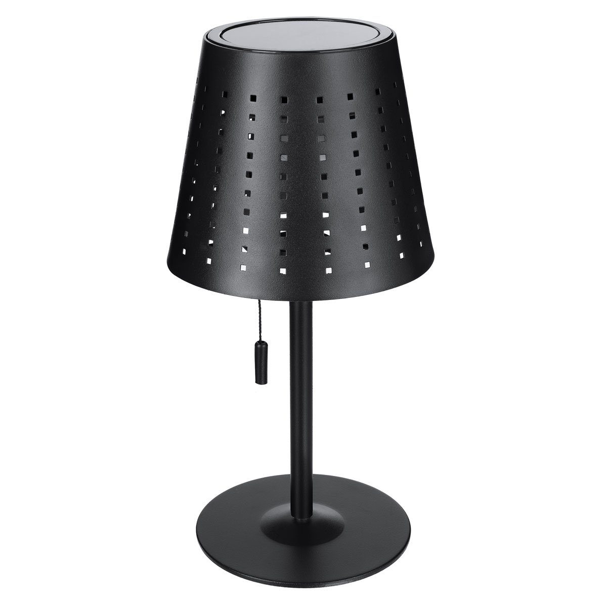 Kiom Tischleuchte Solar Tischleuchte Vinces S schwarz 29,5 cm Metall, 3fach dimmbar über Schnurschalter, LED, LED-Leuchtmittel fest verbaut, warmweiß