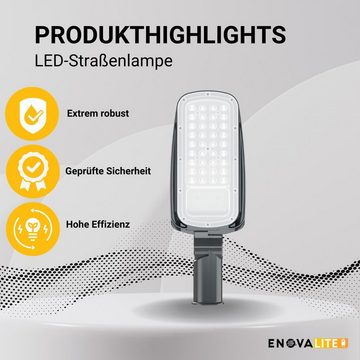 ENOVALITE LED Flutlichtstrahler LED-Straßenleuchte, 100 W, 14000 lm, 5000 K (neutralweiß), IP65, TÜV, LED fest integriert, Tageslichtweiß, neutralweiß